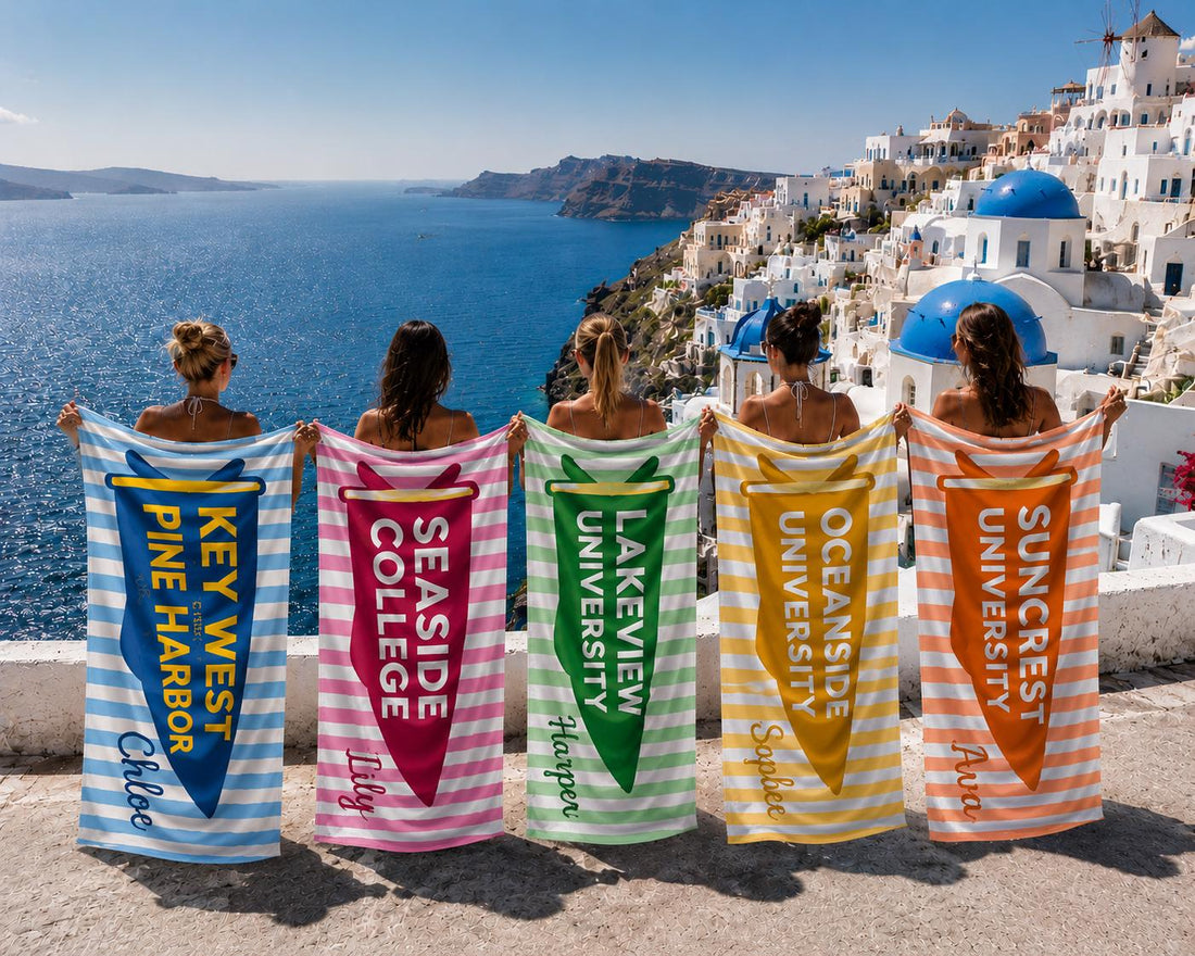 Personalized College Pennant Beach Towel, School Banner School Spirit Beach Towel, High School Graduation Gift, University Graduation Gift