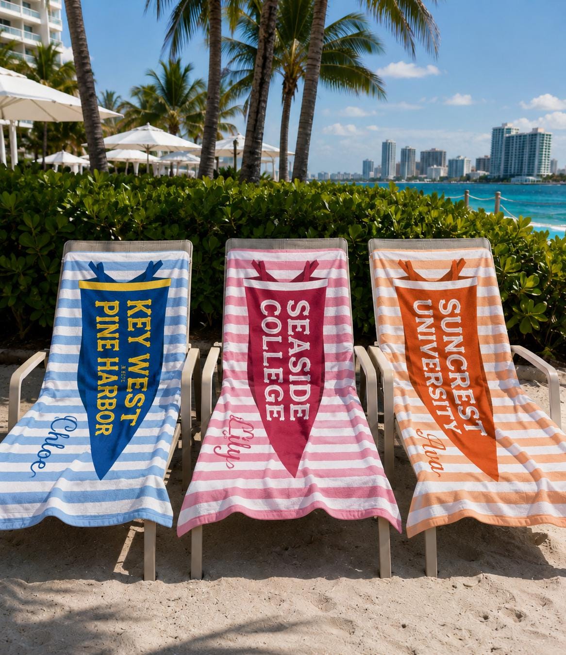 Personalized College Pennant Beach Towel, School Banner School Spirit Beach Towel, High School Graduation Gift, University Graduation Gift