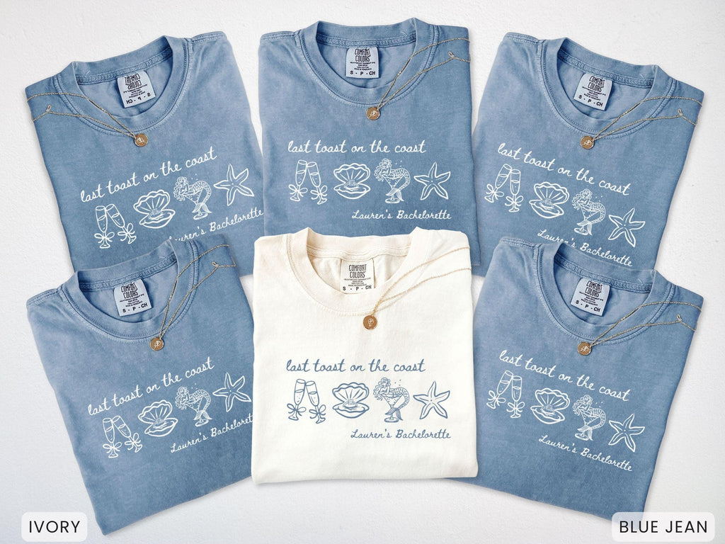 Last Toast on the Coast Bachelorette Comfort Colors® Shirts, Beach Bachelorette Group T-shirts, Coastal Bach Tee