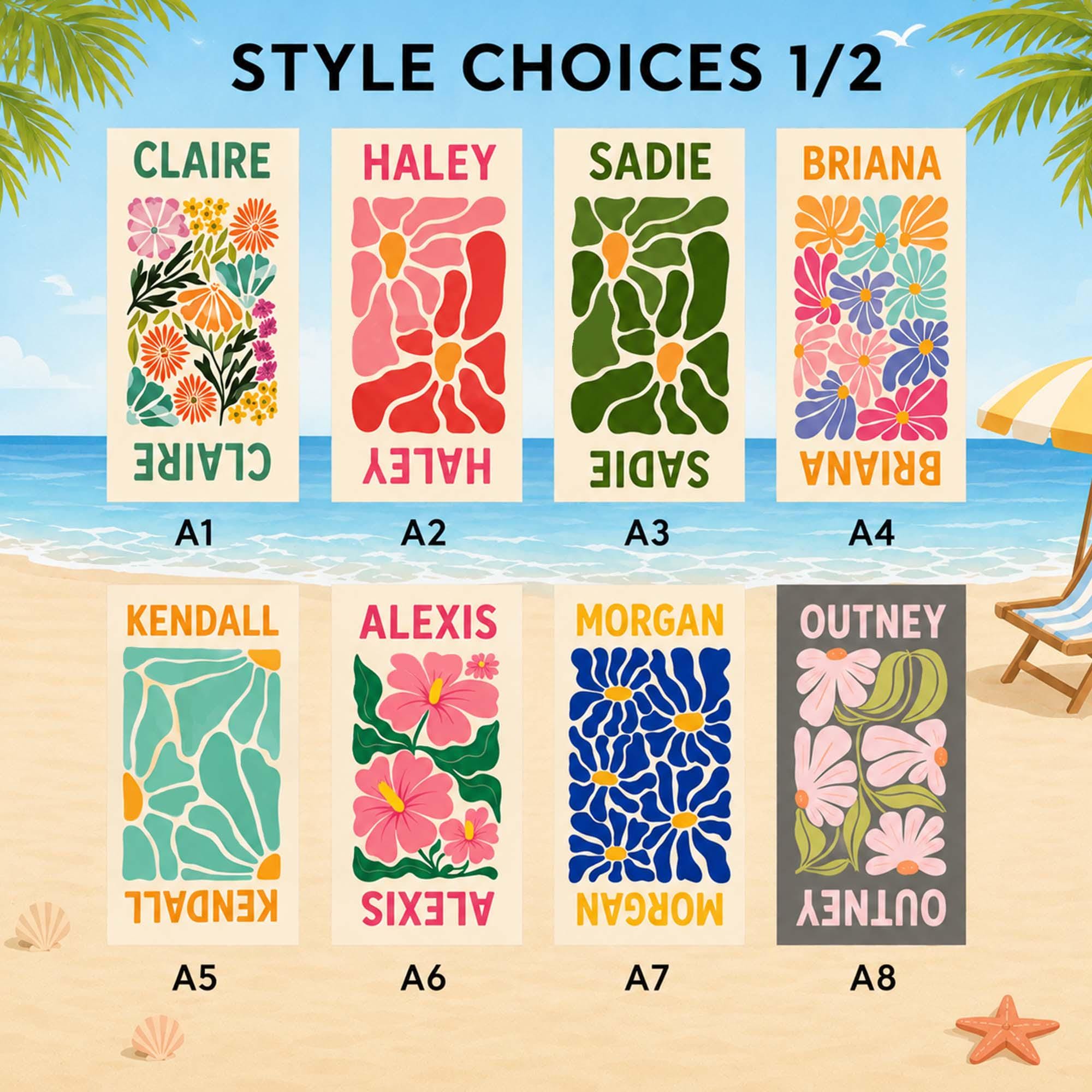 Retro Flower Personalized Beach Towels,Custom Durable Towel for Beach Days,Pool Towel for girl,Vibrant Beach Towels for Her,Vacation Gift