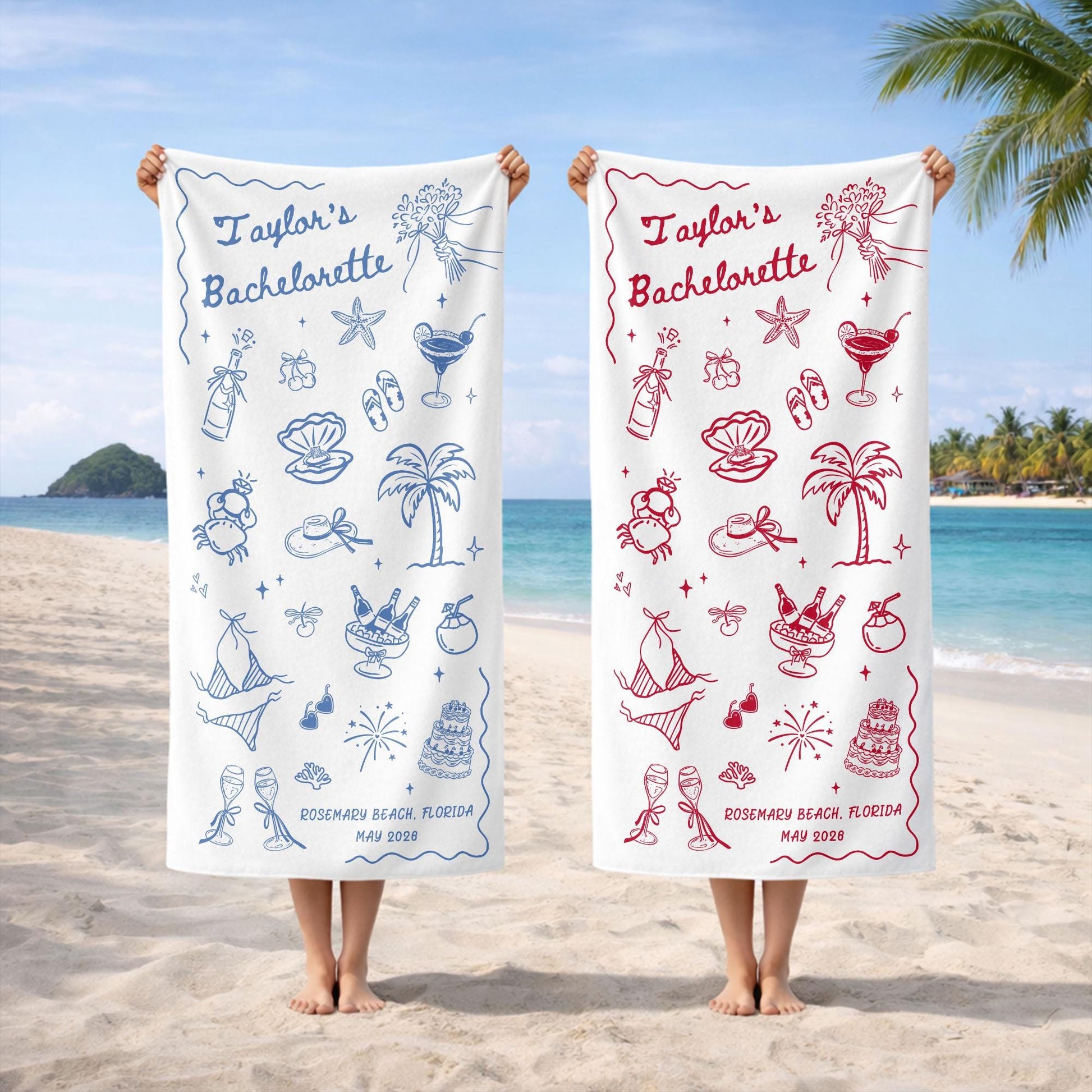 Personalized Bachelorette Party Pool Towel, Friends Beach Trip Gift, Vacation Towels, Bachelorette Trip Gift,Beach Towels,Bride Beach Towels