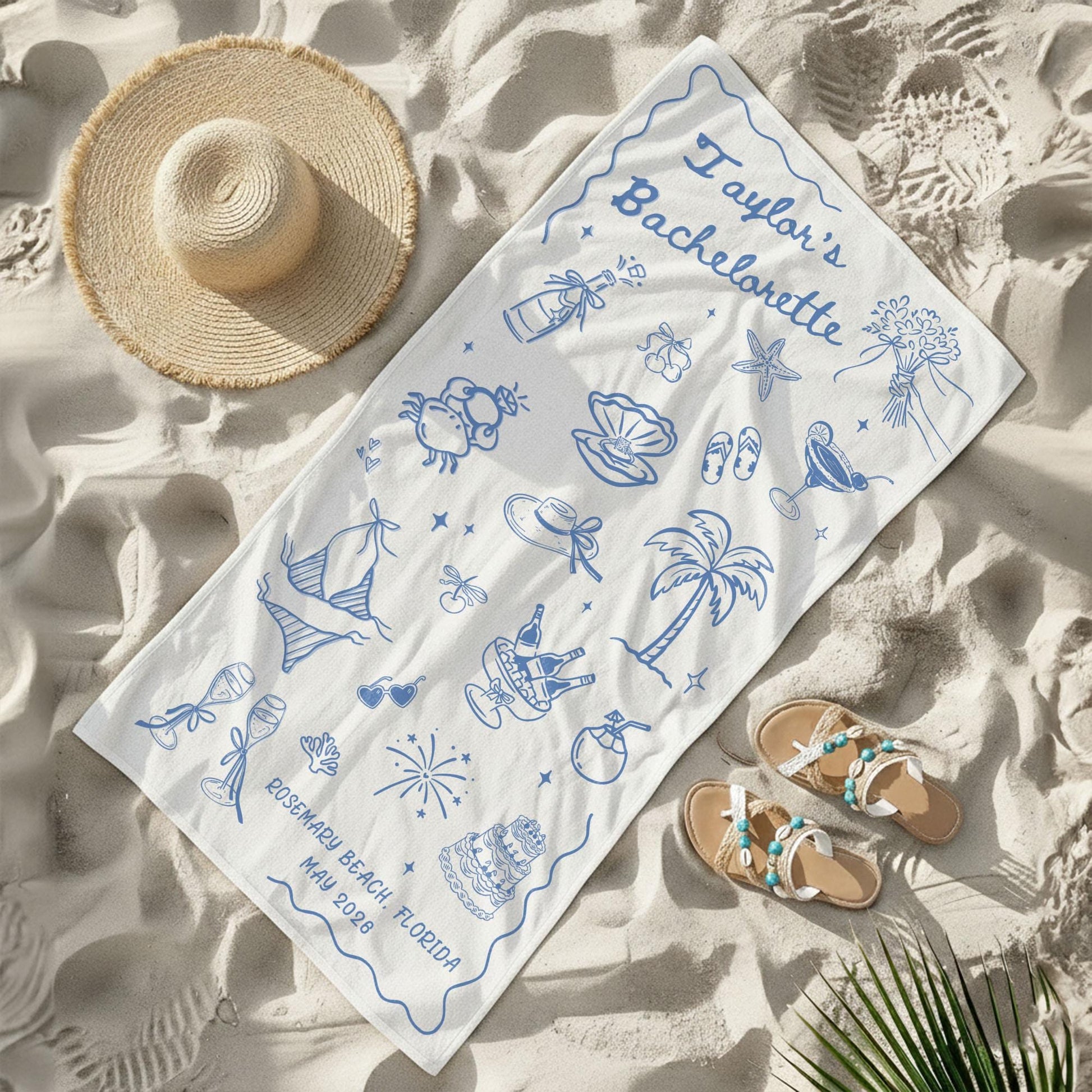 Personalized Bachelorette Party Pool Towel, Friends Beach Trip Gift, Vacation Towels, Bachelorette Trip Gift,Beach Towels,Bride Beach Towels