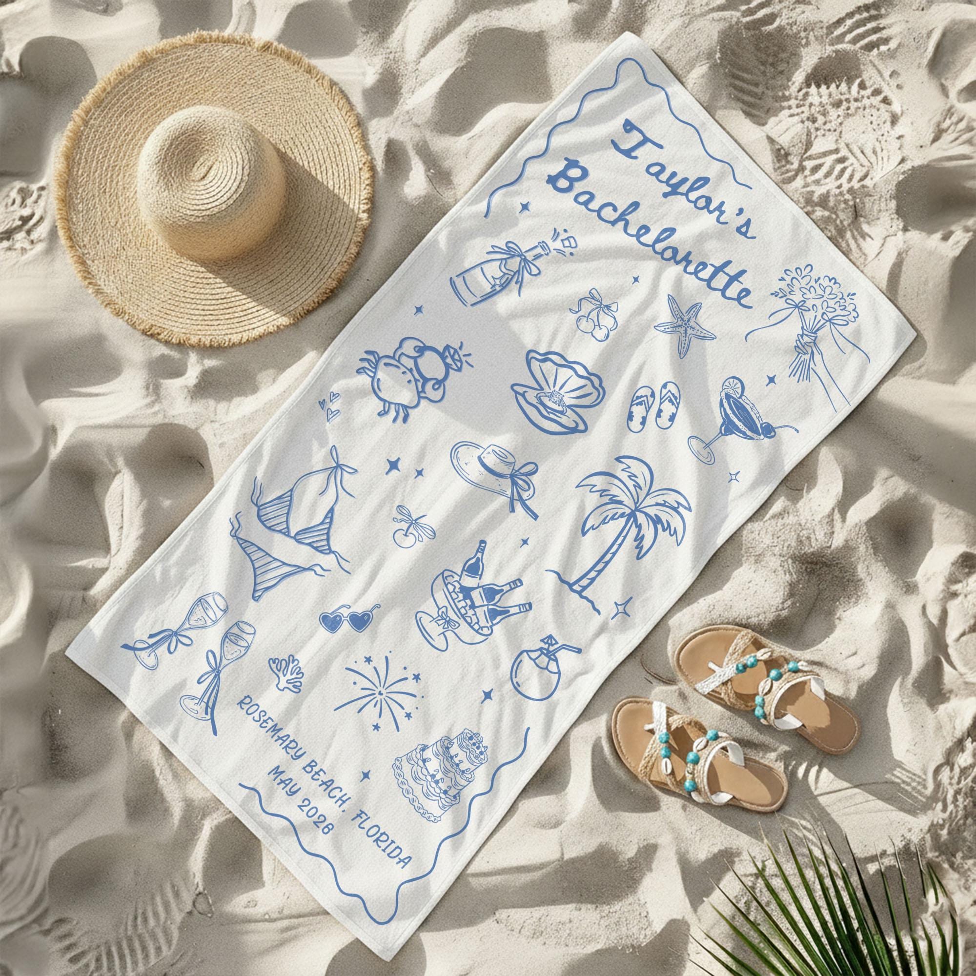 Personalized Bachelorette Party Pool Towel, Friends Beach Trip Gift, Vacation Towels, Bachelorette Trip Gift,Beach Towels,Bride Beach Towels