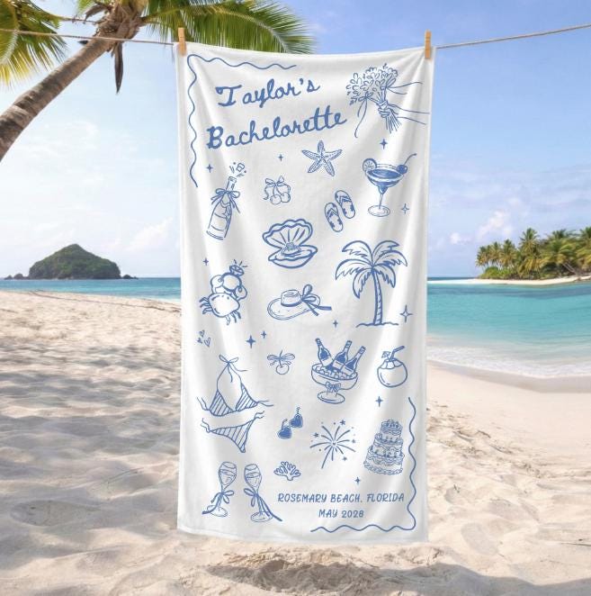 Personalized Bachelorette Party Pool Towel, Friends Beach Trip Gift, Vacation Towels, Bachelorette Trip Gift,Beach Towels,Bride Beach Towels