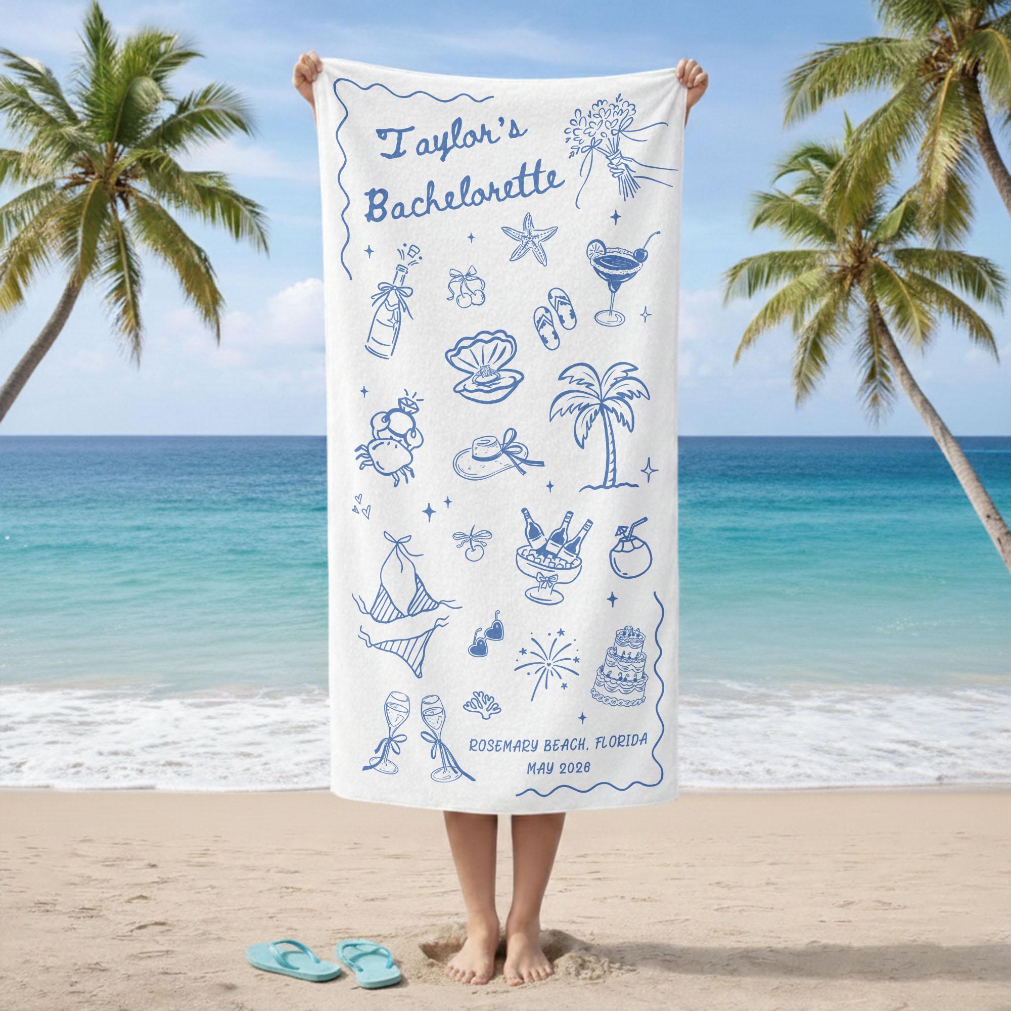 Personalized Bachelorette Party Pool Towel, Friends Beach Trip Gift, Vacation Towels, Bachelorette Trip Gift,Beach Towels,Bride Beach Towels