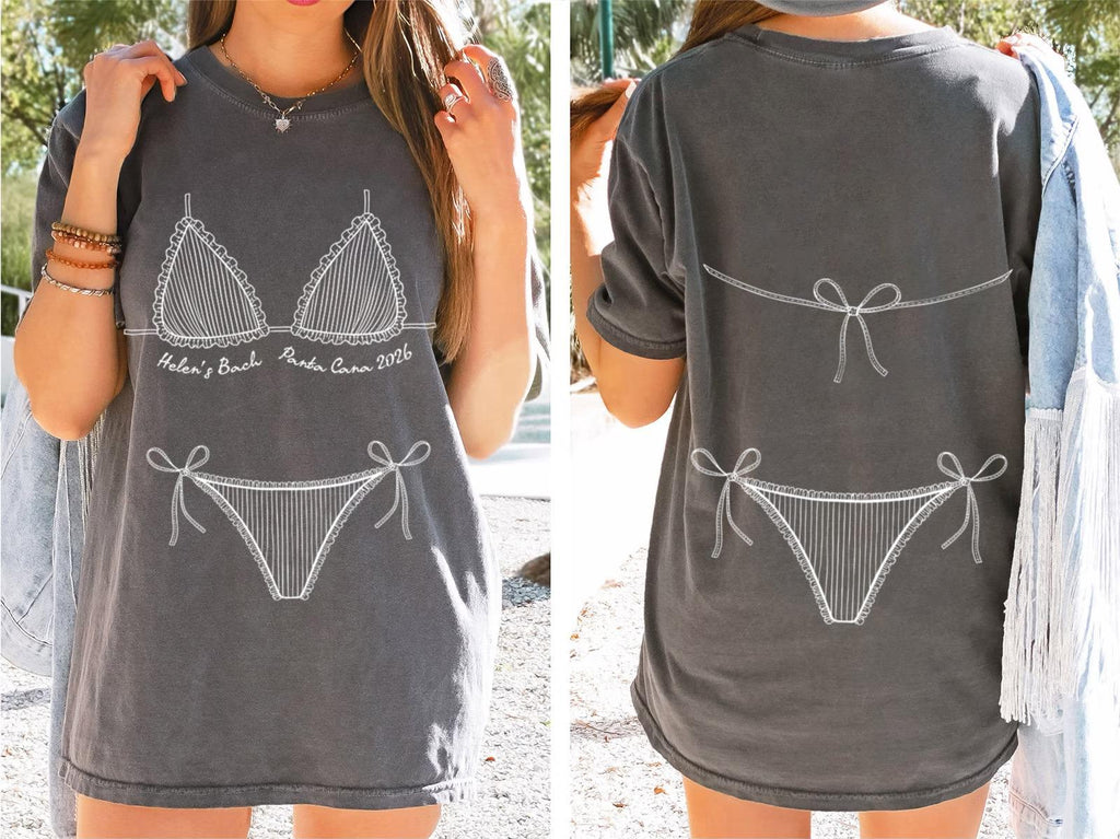 Personalized Bikini Bachelorette Shirt, Custom Beach Bach Party Shirt, Coastal Bachelorette Shirt, Bridal Party Shower Gift, Bachelor Shirt