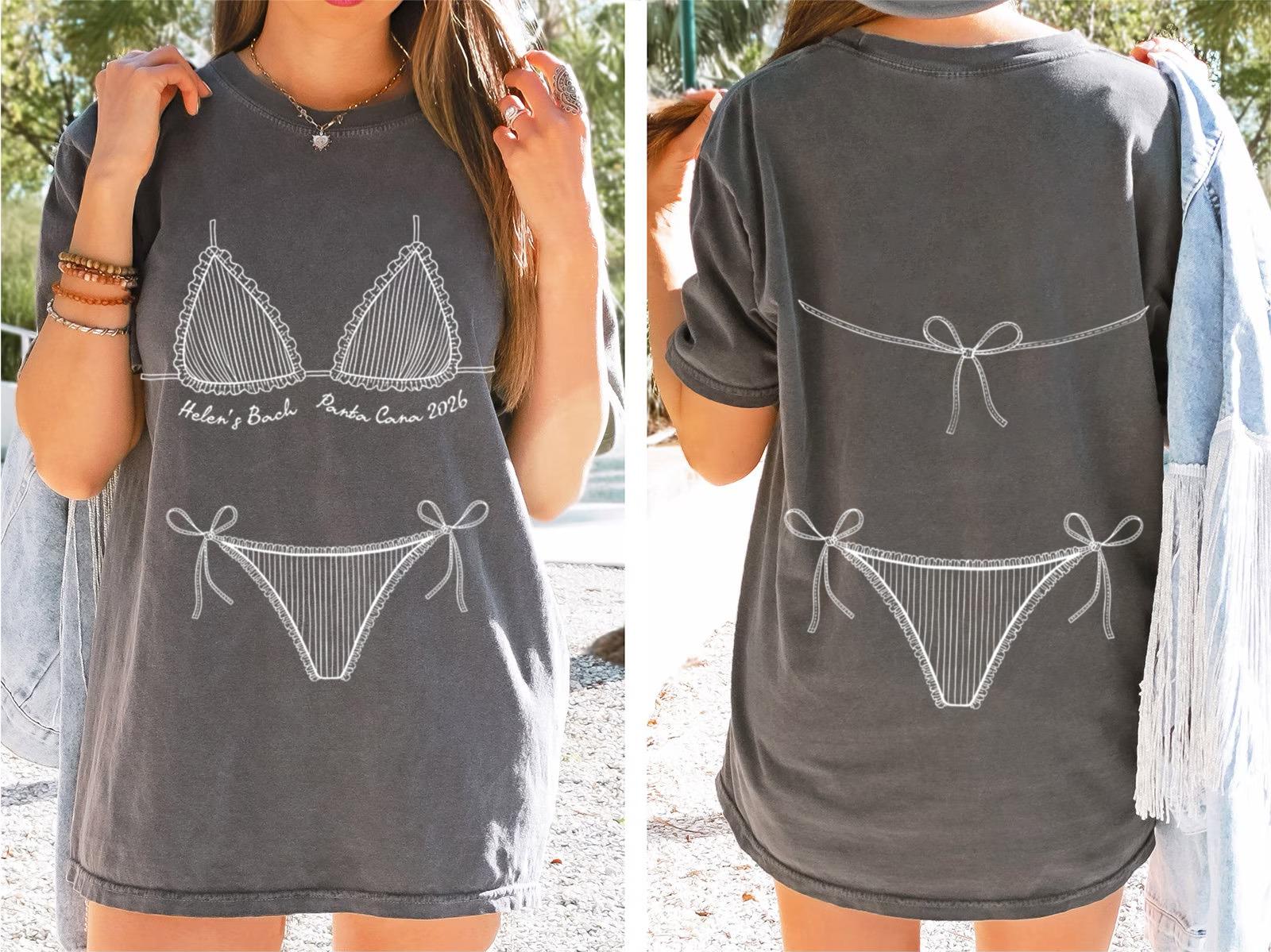 Personalized Bikini Bachelorette Shirt, Custom Beach Bach Party Shirt, Coastal Bachelorette Shirt, Bridal Party Shower Gift, Bachelor Shirt