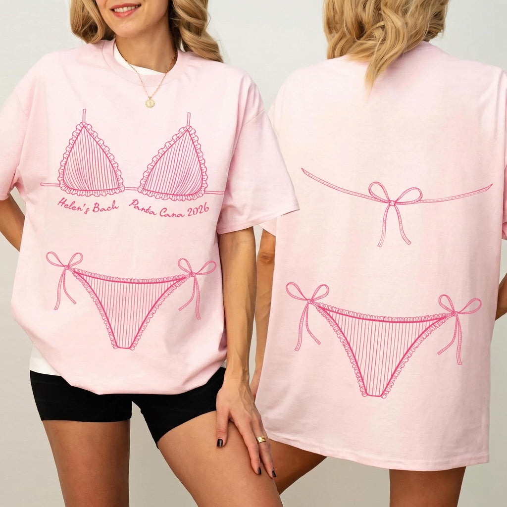 Personalized Bikini Bachelorette Shirt, Custom Beach Bach Party Shirt, Coastal Bachelorette Shirt, Bridal Party Shower Gift, Bachelor Shirt