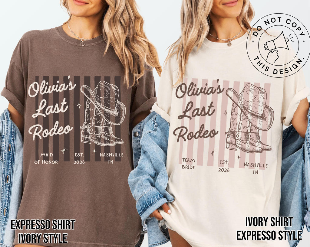 Comfort Colors® Custom Western Bachelorette Shirt,Western Bach Bridesmaid Gift,Last Rodeo Country Shirts,Bride Shirt