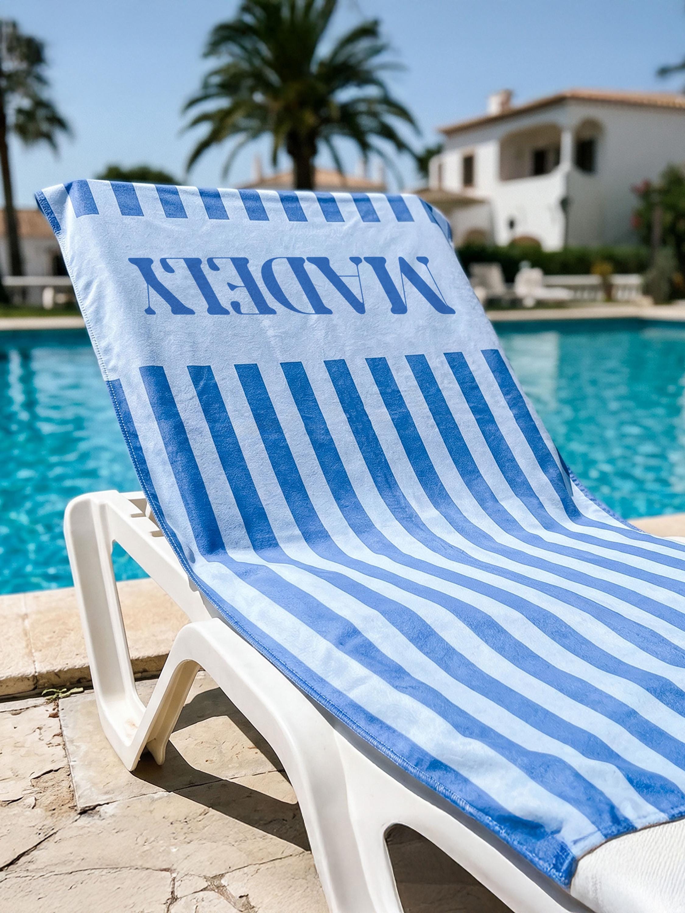 Personalized Striped Beach Towel, Custom Name Bachelorette Party Gift, Summer Vacation Essential
