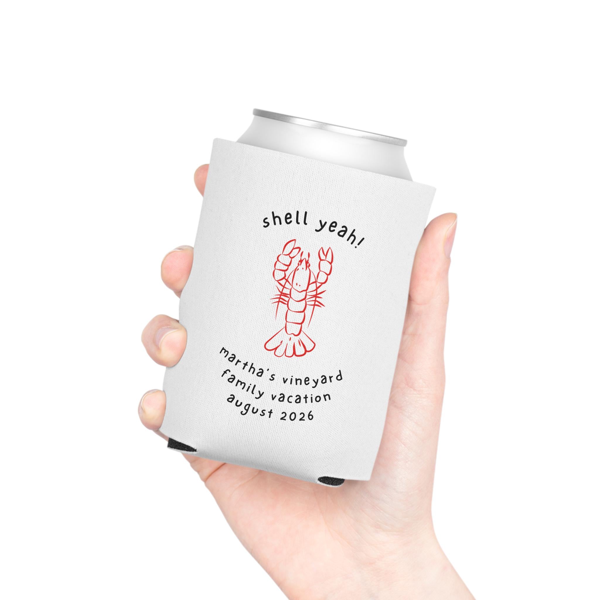 Personalized Lobster Can Cooler, Beach Party Drink Sleeve, Summer BBQ Accessory, CUSTOM New England Vacation Gift