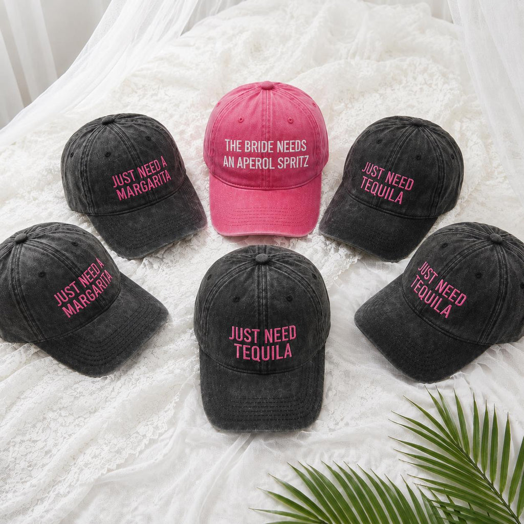 Embroidered Bachelorette Party Drink Hats, Bride Squad Caps, Wedding Weekend Gift for Bride Tribe