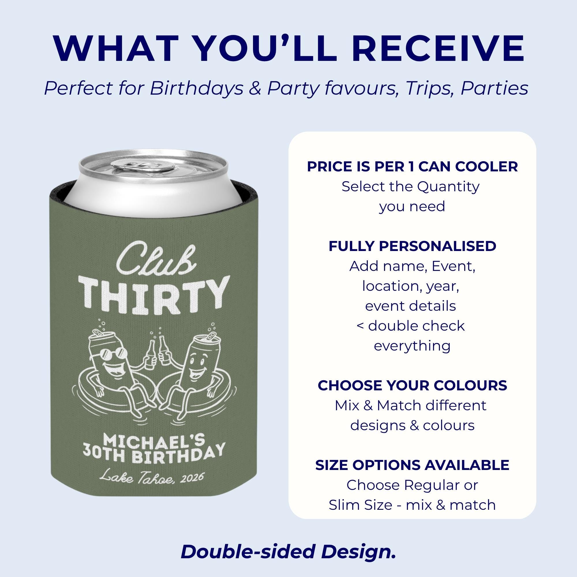 Custom mens 30th 40th lake birthday can cooler 50th lake birthday party supplies camping birthday party favors lake theme birthday gifts