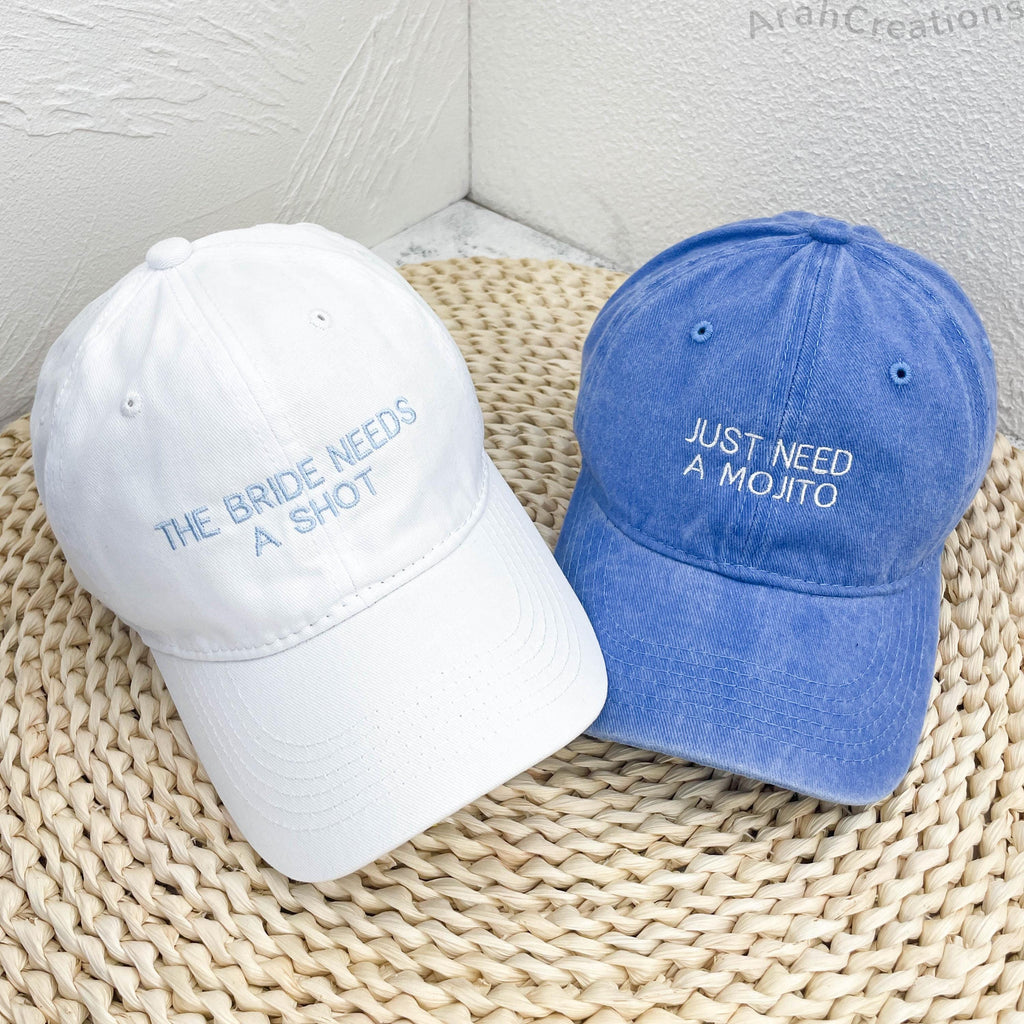 Custom Embroidered Wife of The Party Hats | Personalized Bachelorette Party Caps | Bridal Party Hats | Bridal Shower Gift | Bridesmaid Gifts