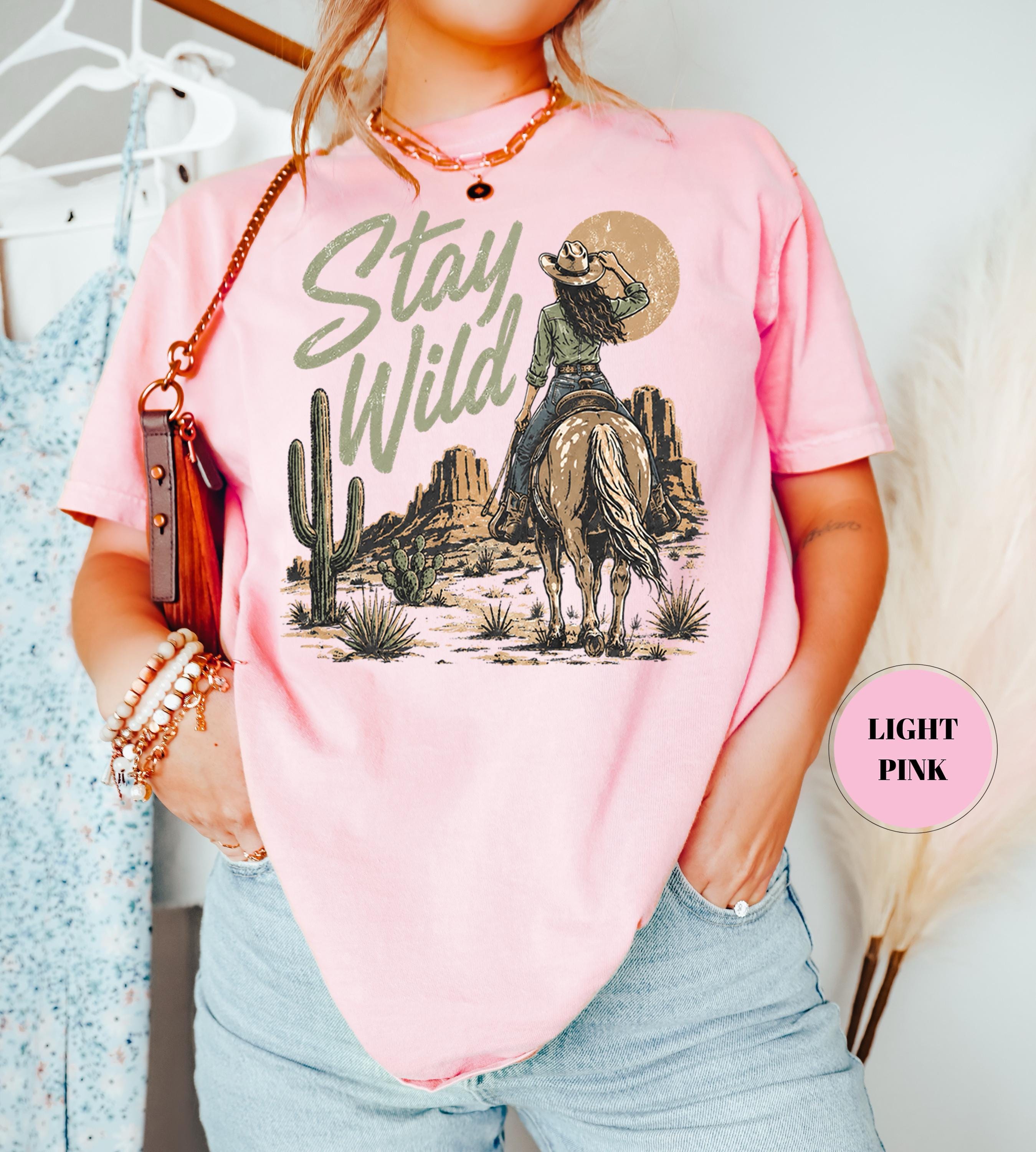 Stay Wild Western Comfort Colors T-Shirt, Cowgirl Desert Graphic Tee, Boho Cactus Country Shirt, Rodeo Aesthetic Gift, Trendy Vintage Cowboy