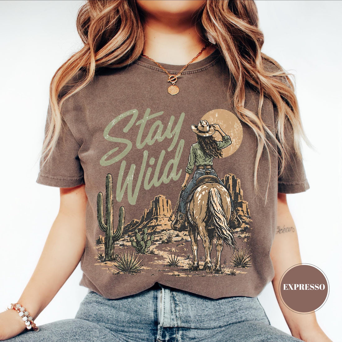 Stay Wild Western Comfort Colors T-Shirt, Cowgirl Desert Graphic Tee, Boho Cactus Country Shirt, Rodeo Aesthetic Gift, Trendy Vintage Cowboy