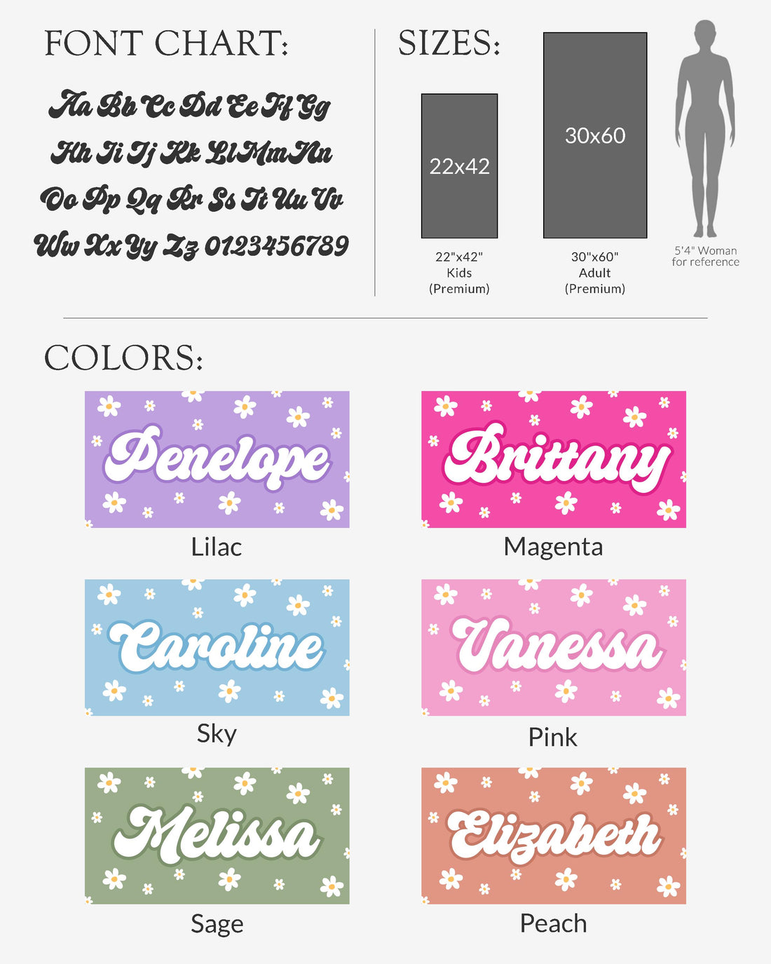 Personalized Kids Beach Towel, Groovy Custom Name Bath Towel, Bachlorette Gift, Daisy Beach Towel