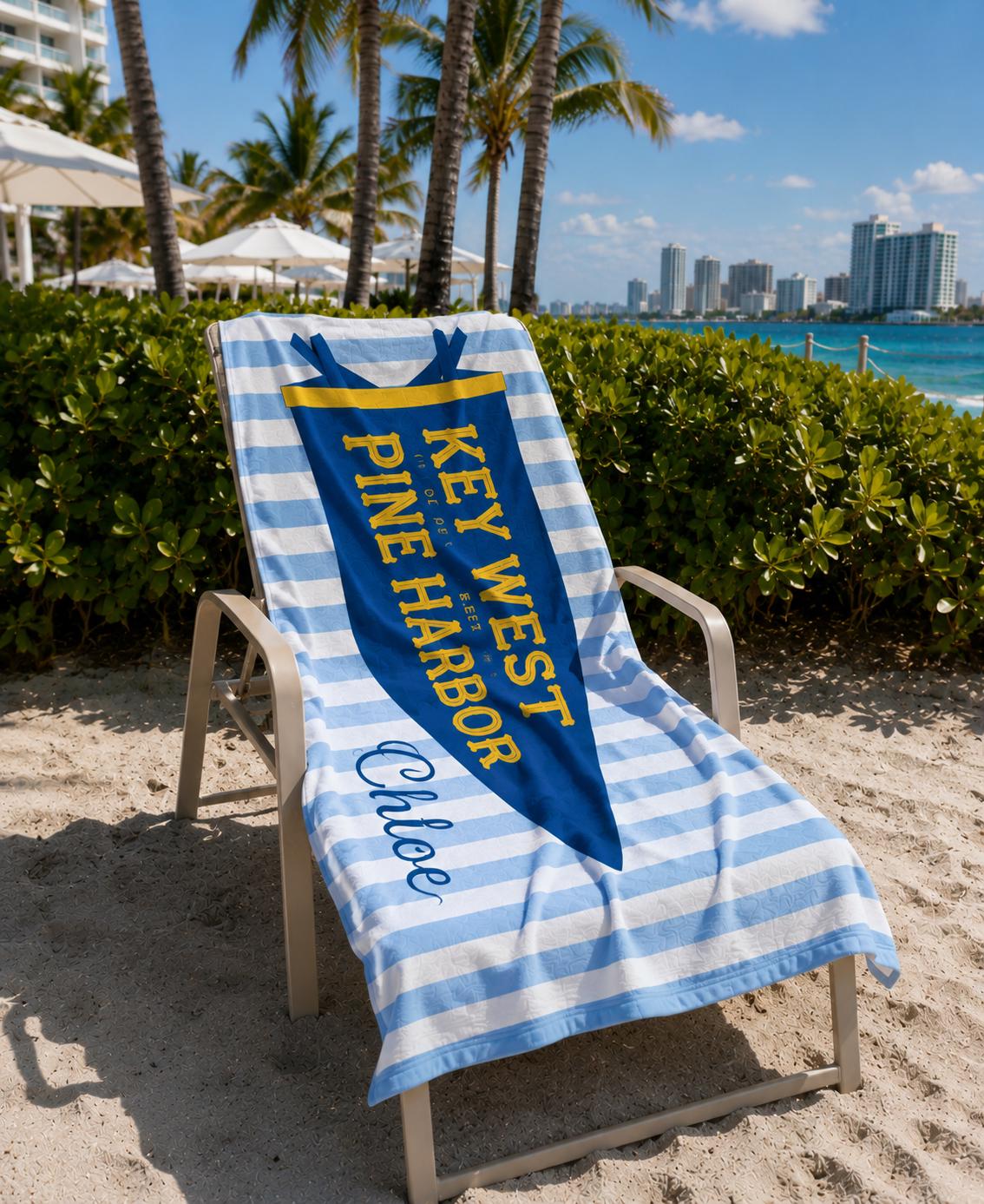 Personalized College Pennant Beach Towel, School Banner School Spirit Beach Towel, High School Graduation Gift, University Graduation Gift