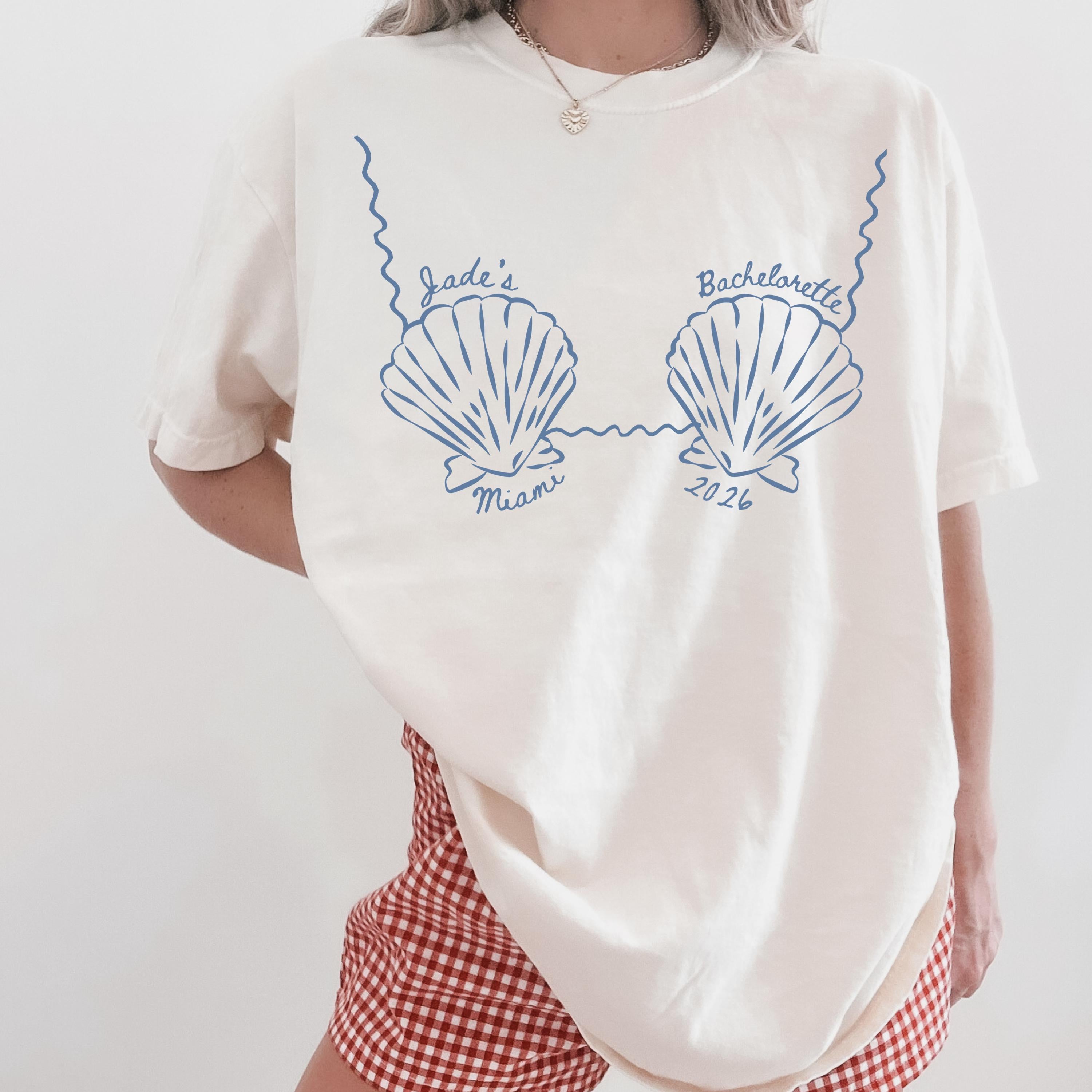 Custom Beach Bachelorette Comfort Colors Shirts, Bikinis and Martinis Shirt, Last Toast On The Coast, Seashells and Wedding Bells