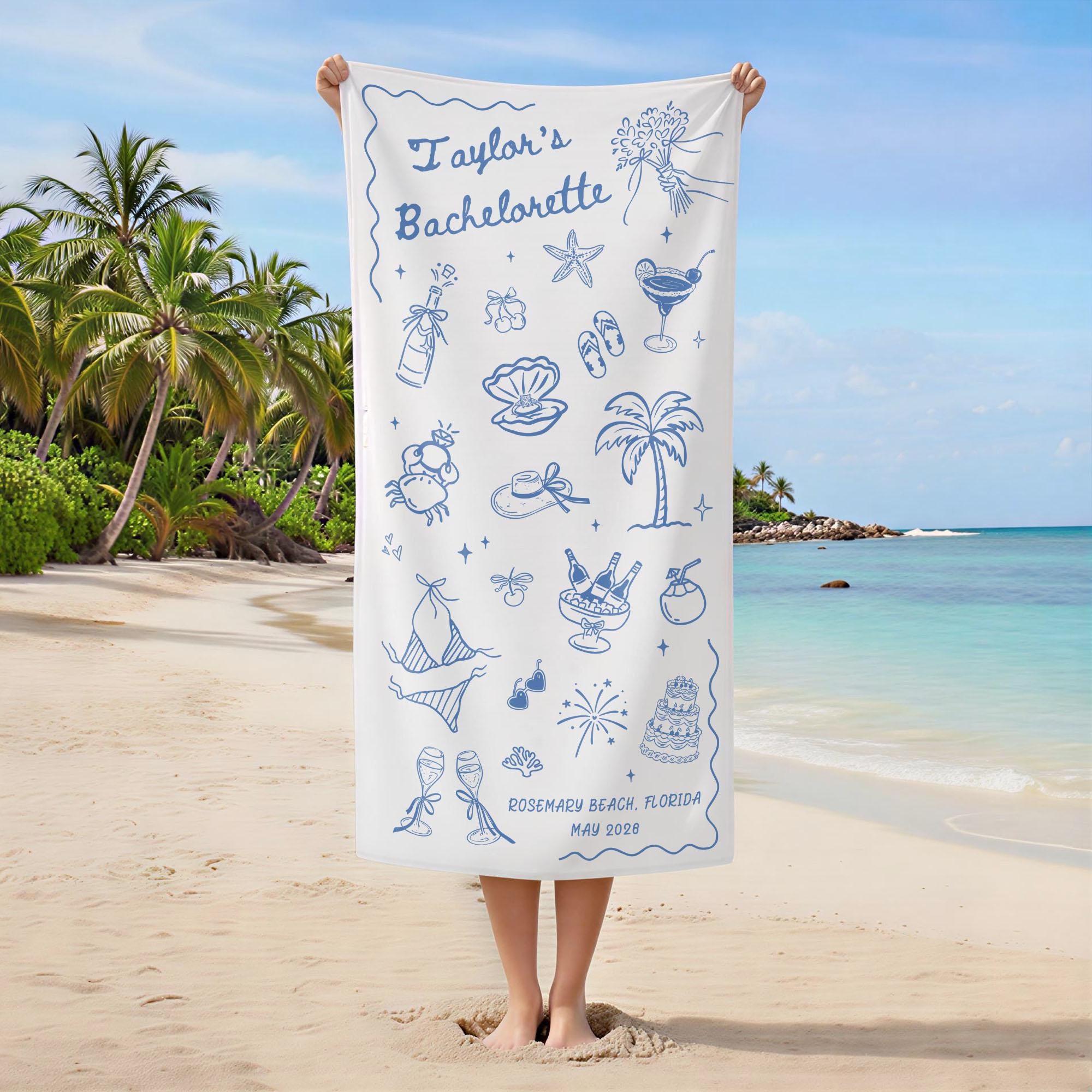 Personalized Bachelorette Party Pool Towel, Friends Beach Trip Gift, Vacation Towels, Bachelorette Trip Gift,Beach Towels,Bride Beach Towels