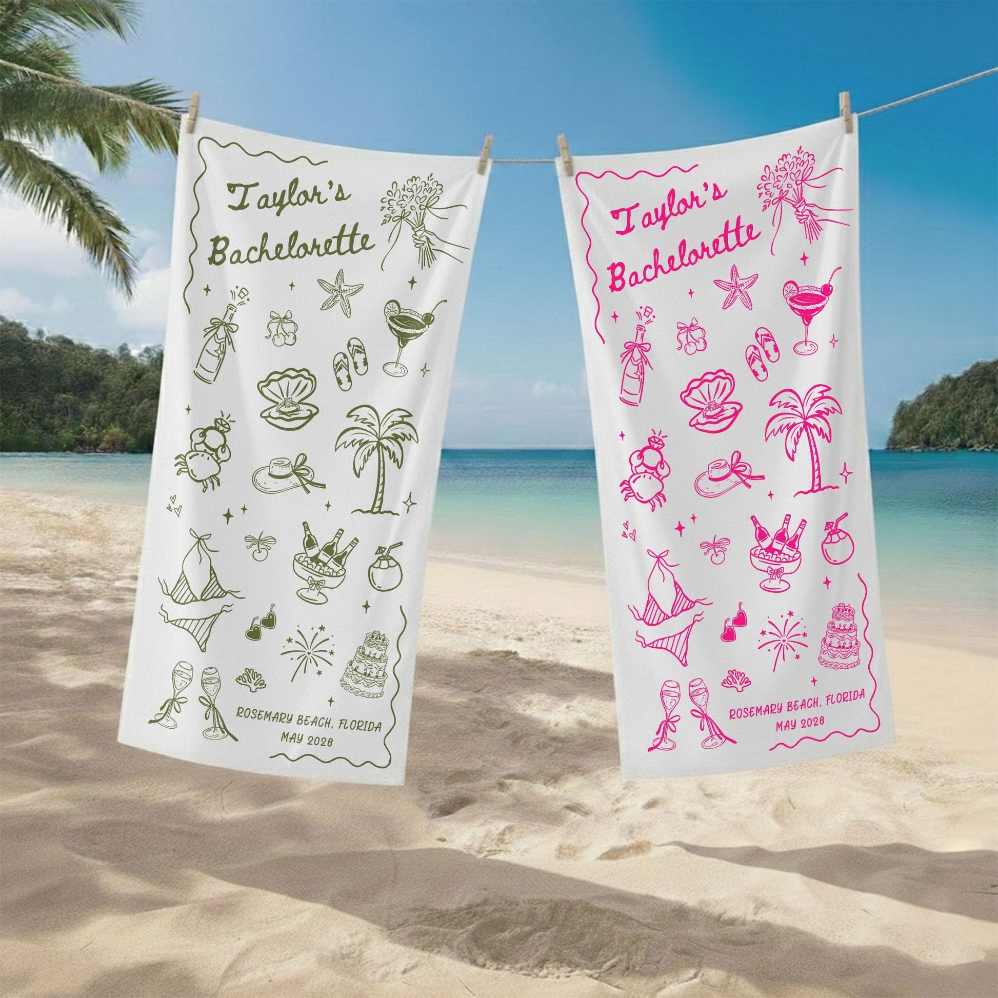 Personalized Bachelorette Party Pool Towel, Friends Beach Trip Gift, Vacation Towels, Bachelorette Trip Gift,Beach Towels,Bride Beach Towels