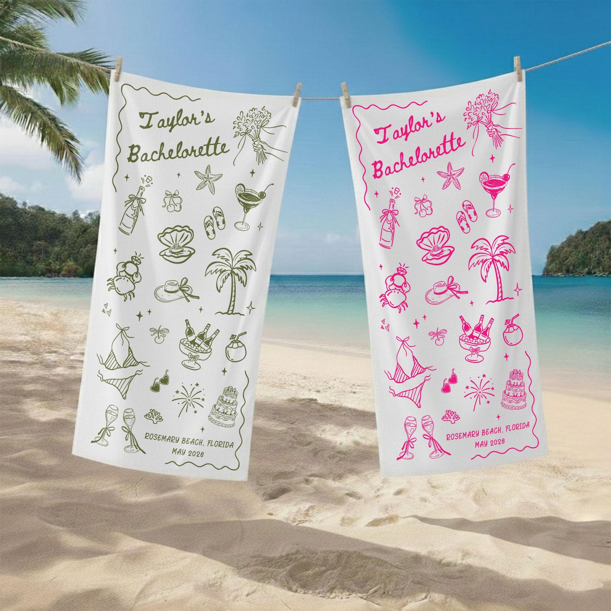 Personalized Bachelorette Party Pool Towel, Friends Beach Trip Gift, Vacation Towels, Bachelorette Trip Gift,Beach Towels,Bride Beach Towels
