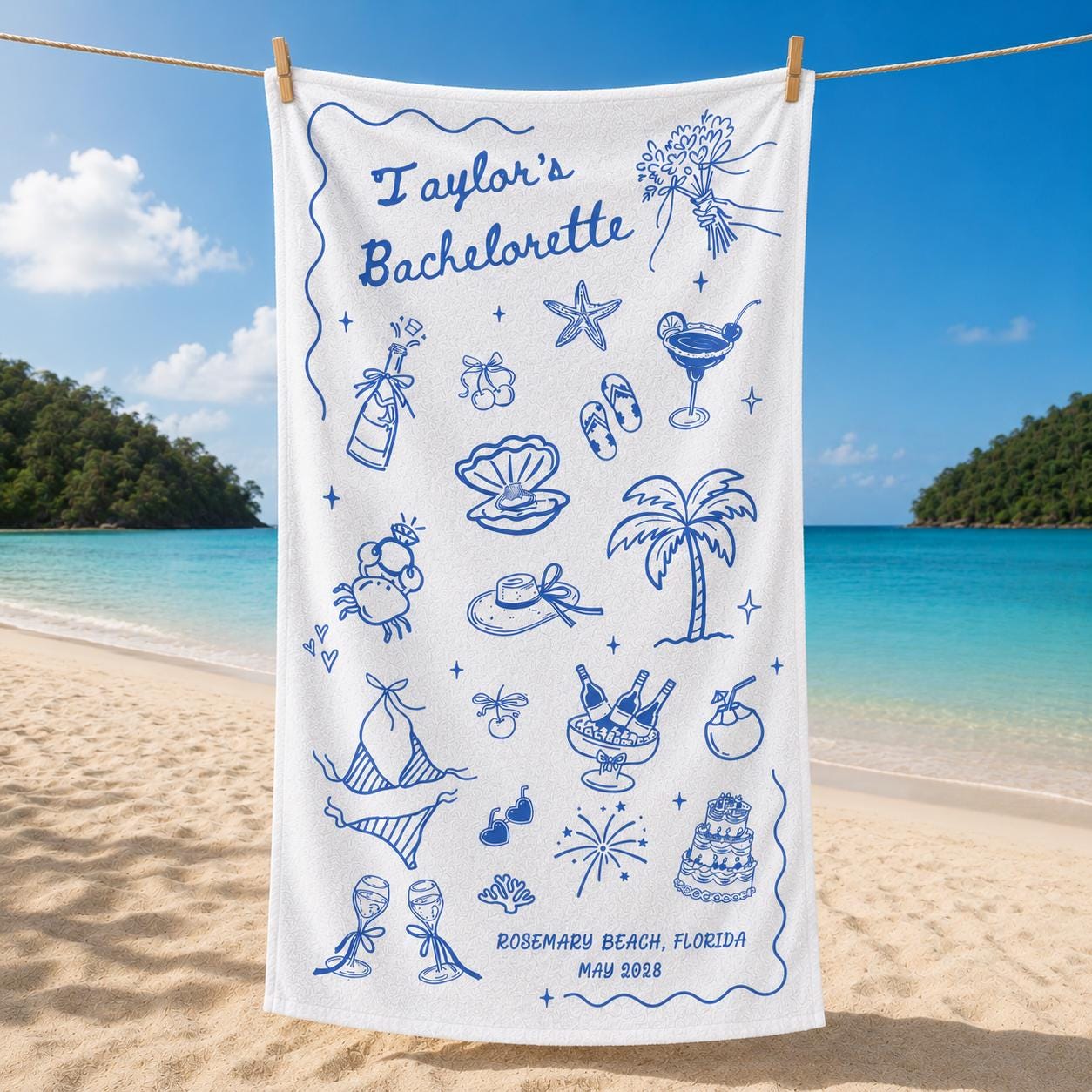 Personalized Bachelorette Party Pool Towel, Friends Beach Trip Gift, Vacation Towels, Bachelorette Trip Gift,Beach Towels,Bride Beach Towels