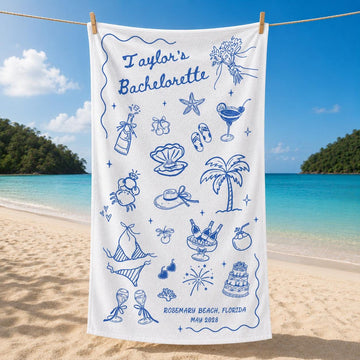 Personalized Bachelorette Party Pool Towel, Friends Beach Trip Gift, Vacation Towels, Bachelorette Trip Gift,Beach Towels,Bride Beach Towels