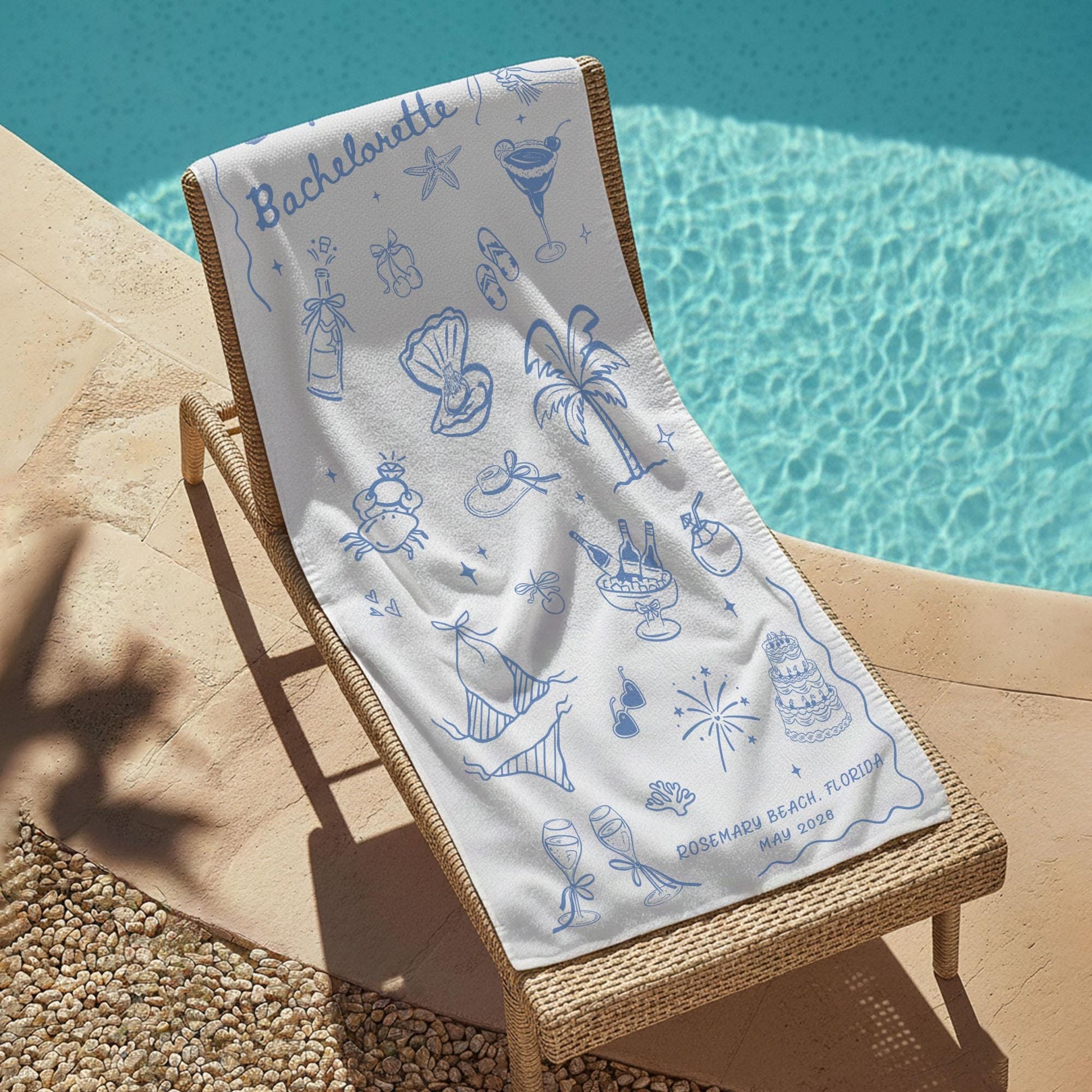 Personalized Bachelorette Party Pool Towel, Friends Beach Trip Gift, Vacation Towels, Bachelorette Trip Gift,Beach Towels,Bride Beach Towels