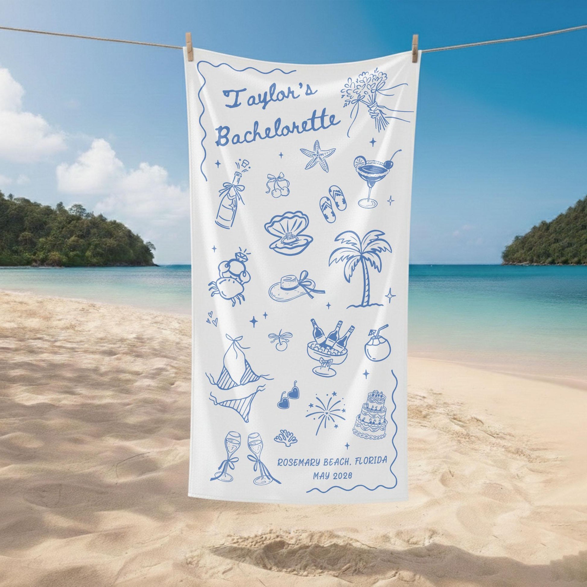 Personalized Bachelorette Party Pool Towel, Friends Beach Trip Gift, Vacation Towels, Bachelorette Trip Gift,Beach Towels,Bride Beach Towels