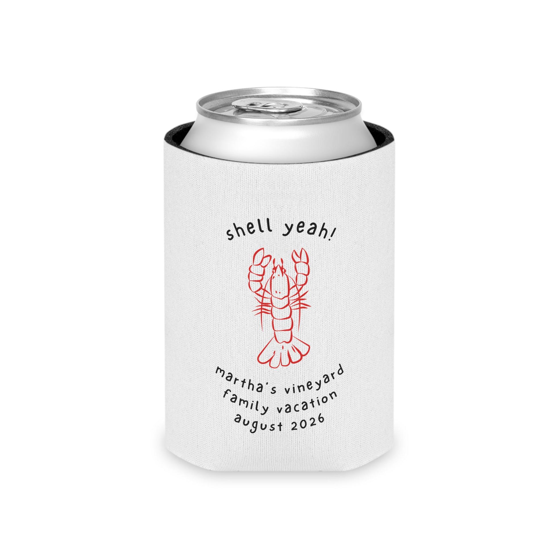 Personalized Lobster Can Cooler, Beach Party Drink Sleeve, Summer BBQ Accessory, CUSTOM New England Vacation Gift