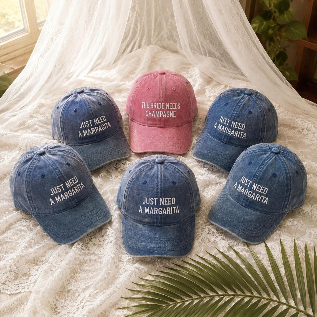 Embroidered Bachelorette Party Drink Hats, Bride Squad Caps, Wedding Weekend Gift for Bride Tribe