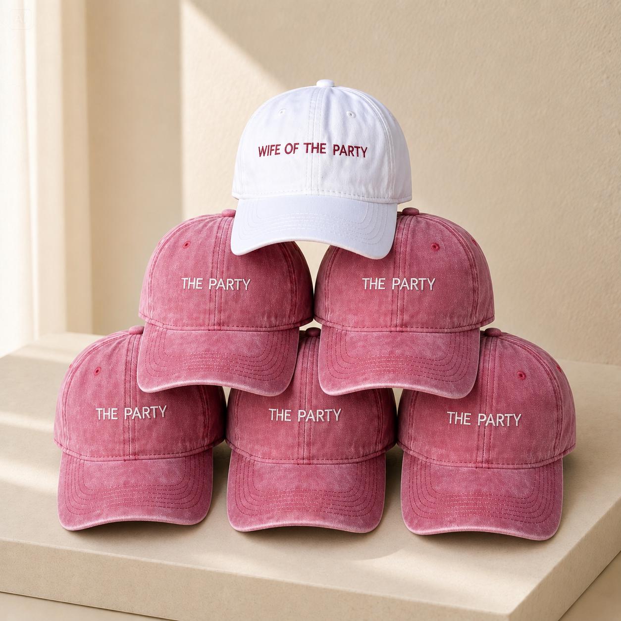 Personalized Bride Hat, Embroidered Bachelorette Party Cap, The Bride The Party Hat, Bridal Shower Gift, Bridesmaid Dad Cap