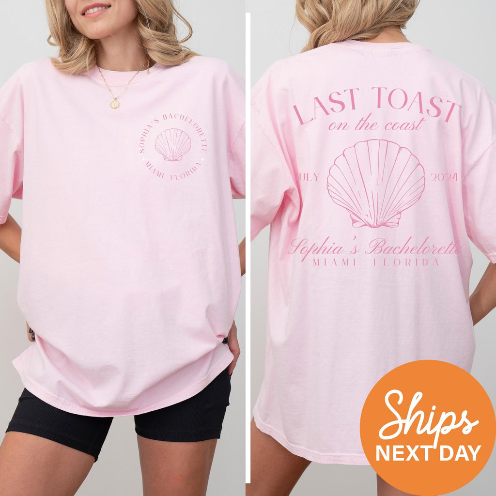 Last Toast on the Coast, Custom Beach Bachelorette Party Shirts, Custom Location Bachelorette Shirts, Personalized Luxury Bachelorette Shirt