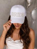 Pearl Bride Trucker Hat, Bride Baseball Cap, Bridal Shower Gift, Bride To Be Hat, Bachelorette Party Hat, Wedding Weekend Cap