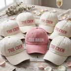 Personalized Bride Crew Embroidered Hat Set, Custom Bachelorette Caps, Bachelorette Outfit Hat, Wedding Party Favor, Bridal Shower Gift