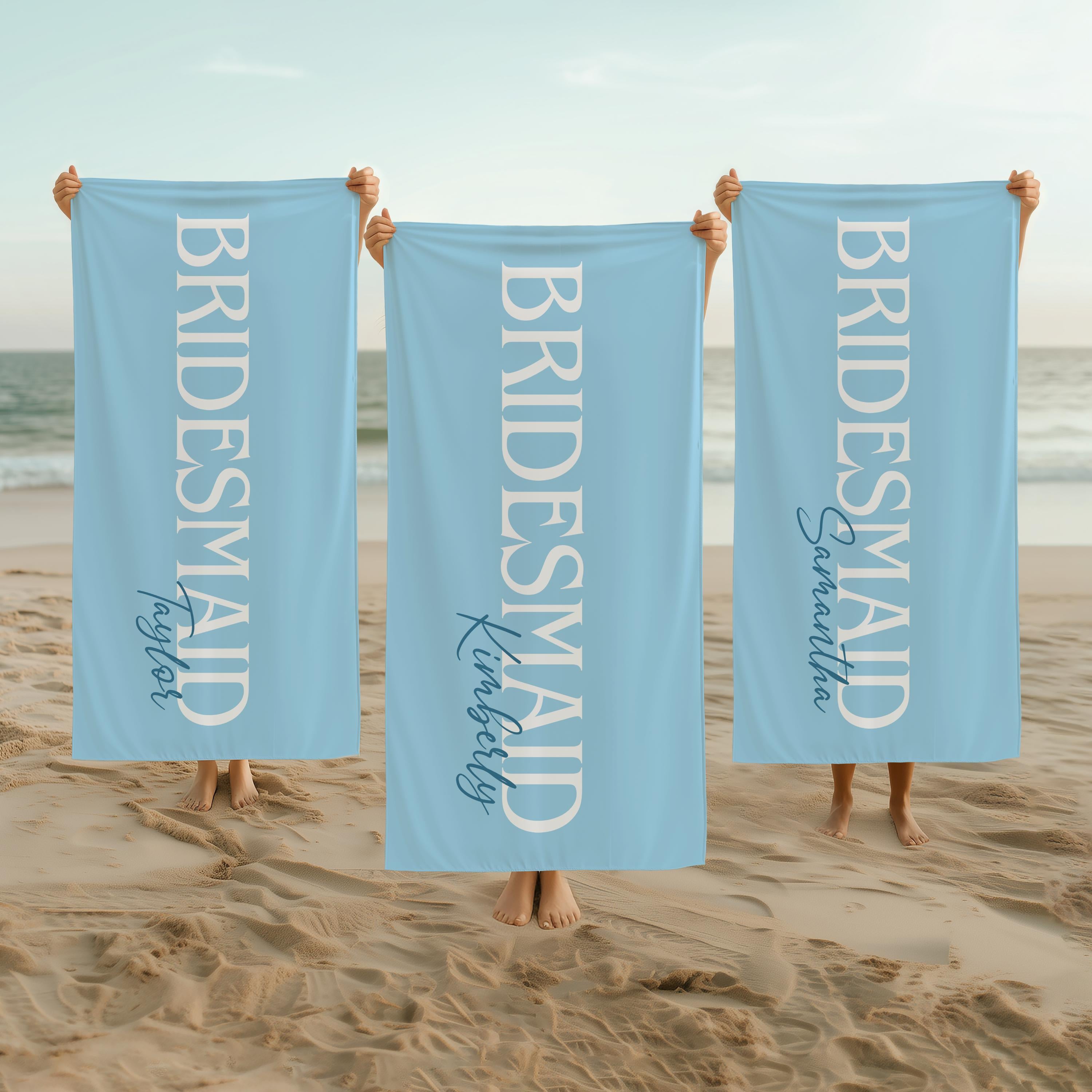 Personalized Bride Beach Towel, Custom Bridesmaid Towel, Bridal Shower Gift, Bachelorette Party Favors, Honeymoon Bride Groom Towel