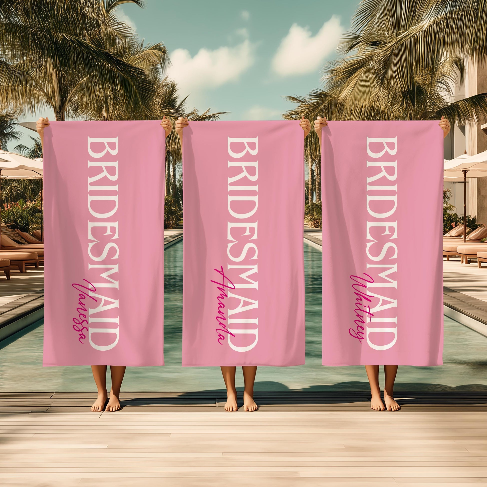 Personalized Bride Beach Towel, Custom Bridesmaid Towel, Bridal Shower Gift, Bachelorette Party Favors, Honeymoon Bride Groom Towel