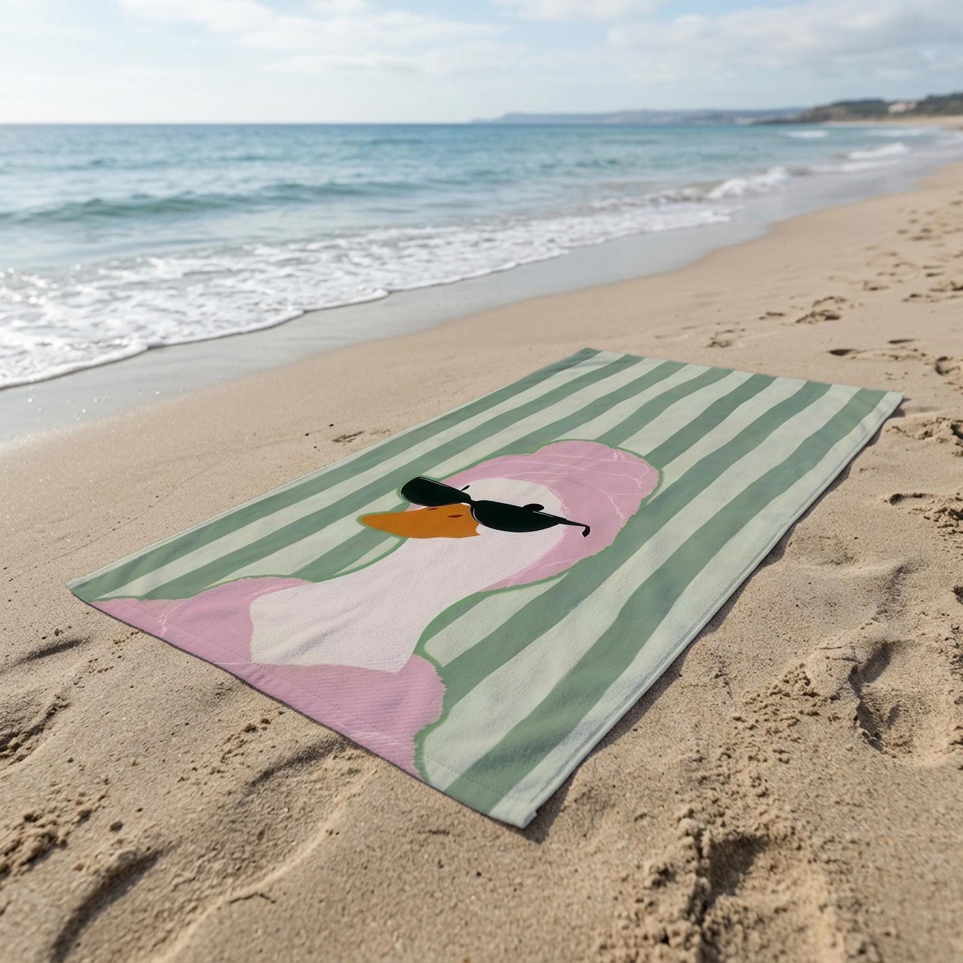 Funny Duck Beach Towel, Personalized Goose Pool Towel, Cute Animal Summer Towel, Custom Printed Gift For Women