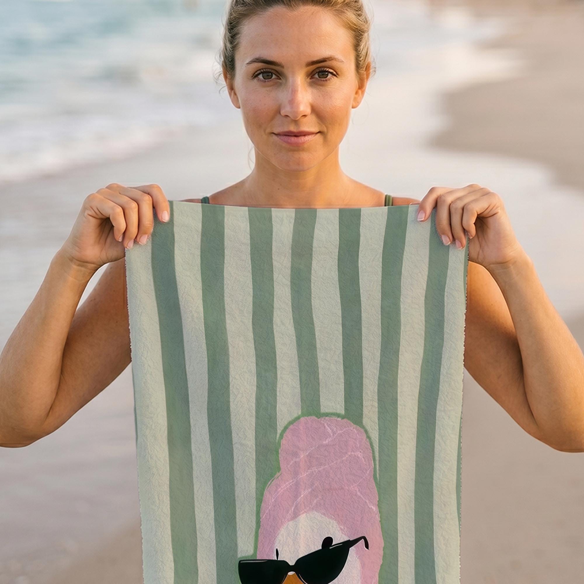 Funny Duck Beach Towel, Personalized Goose Pool Towel, Cute Animal Summer Towel, Custom Printed Gift For Women