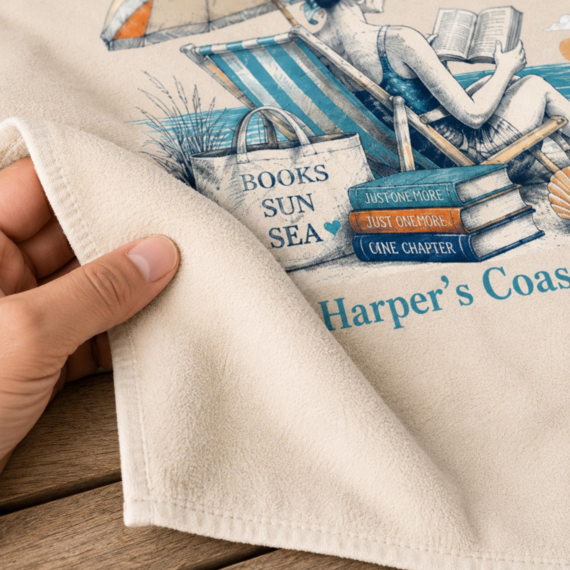 Personalized Book Lover Beach Towel, Custom Reader Gift for Her, Summer Reading Club Towel, Coastal Book Club Gift