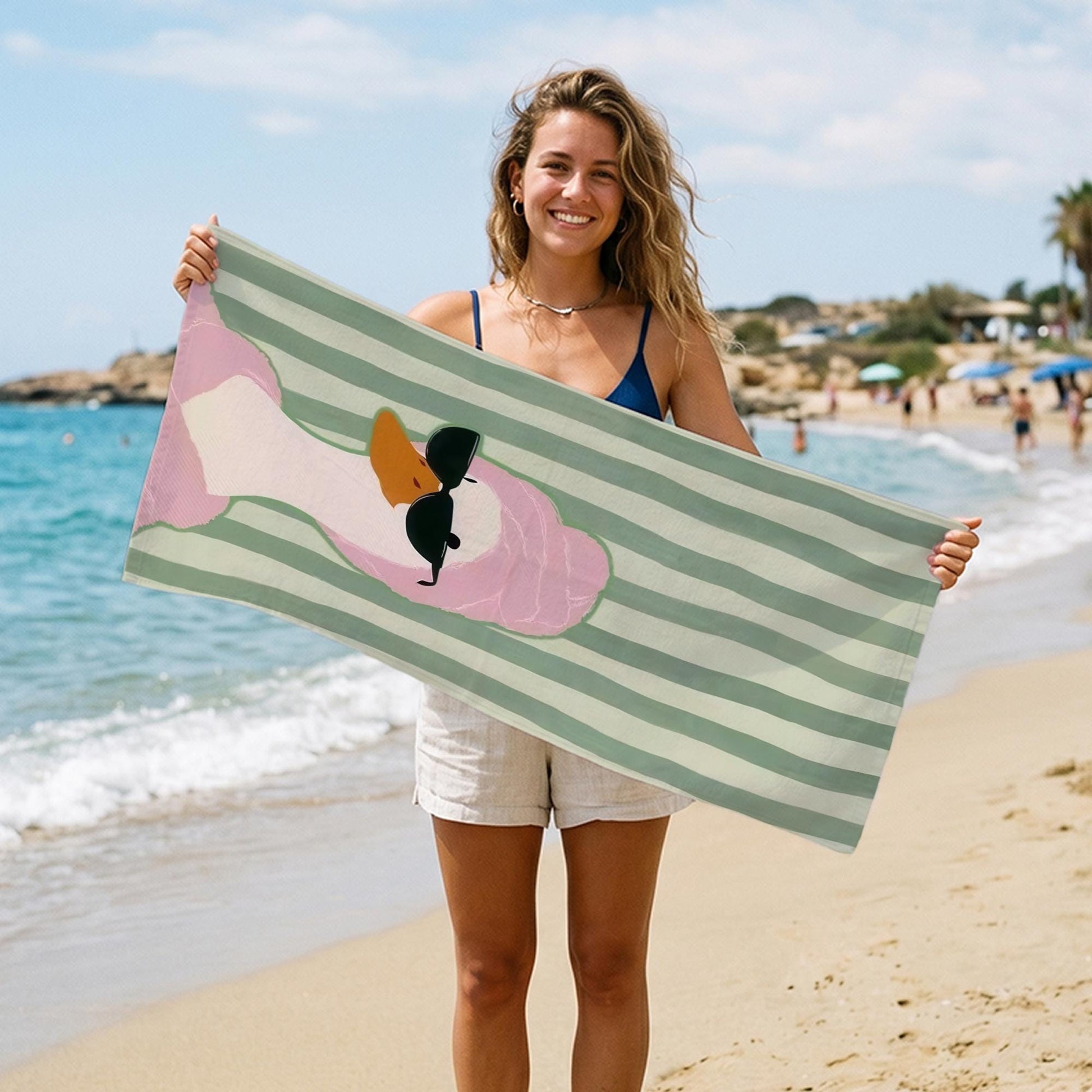 Funny Duck Beach Towel, Personalized Goose Pool Towel, Cute Animal Summer Towel, Custom Printed Gift For Women