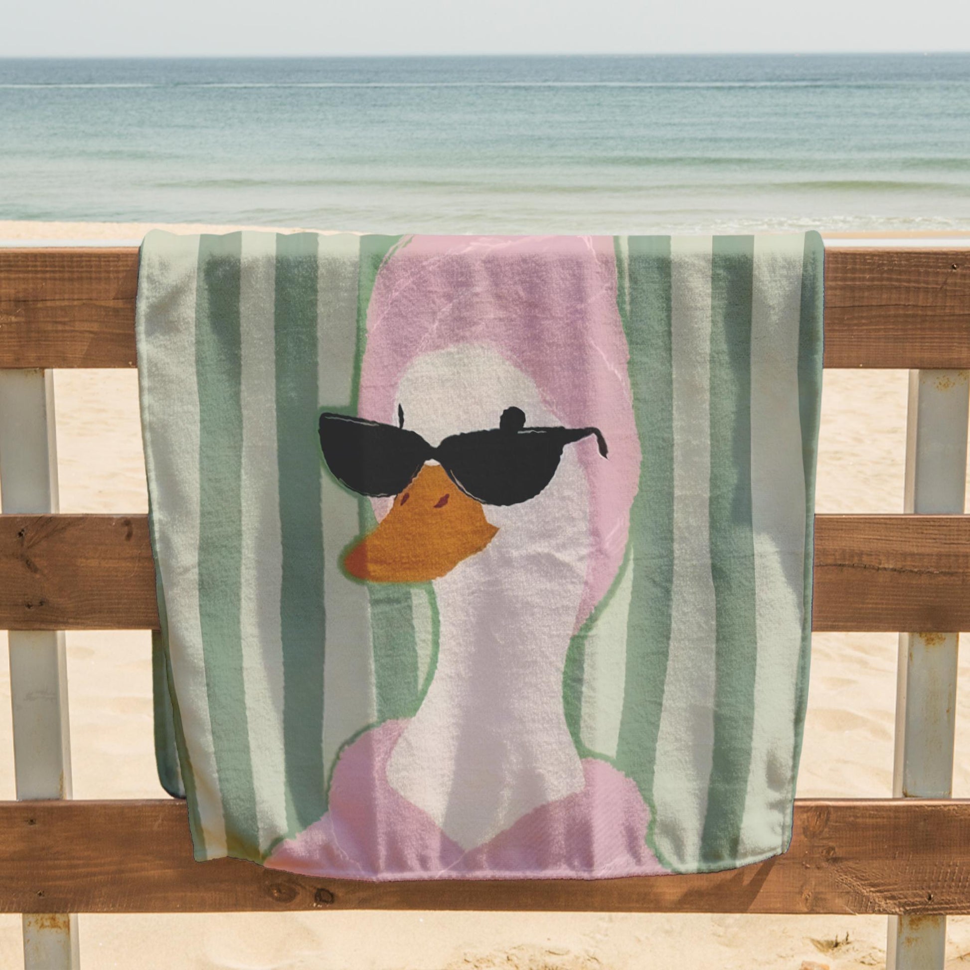 Funny Duck Beach Towel, Personalized Goose Pool Towel, Cute Animal Summer Towel, Custom Printed Gift For Women