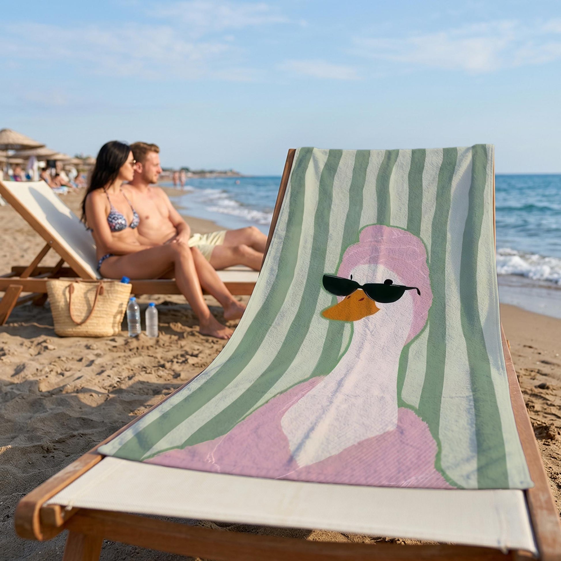 Funny Duck Beach Towel, Personalized Goose Pool Towel, Cute Animal Summer Towel, Custom Printed Gift For Women