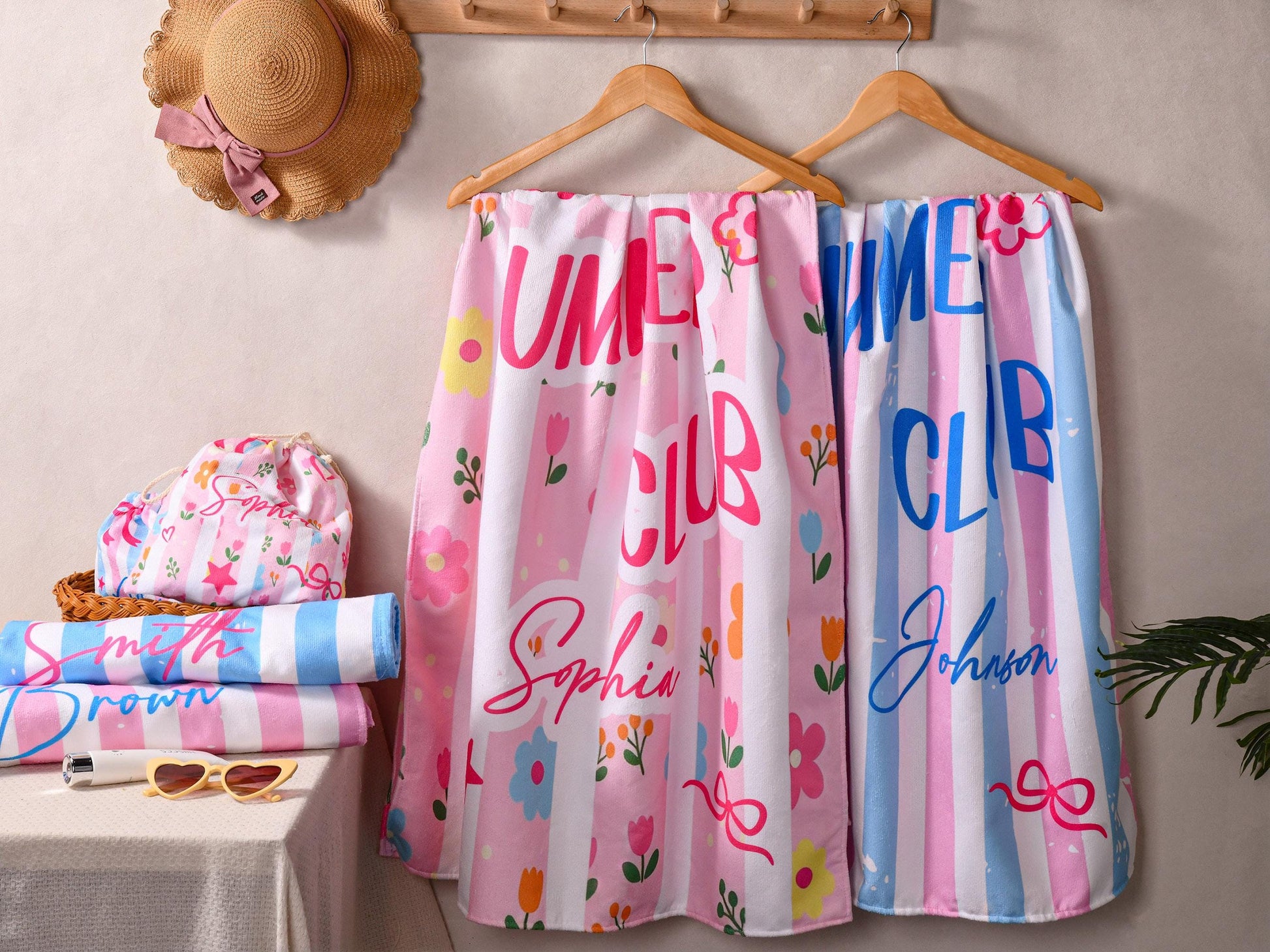 Personalized Beach Towel for Teachers, Tired Teachers Summer Club, Custom Name Towel, End of School Teacher Gift, Pool Towel for Women