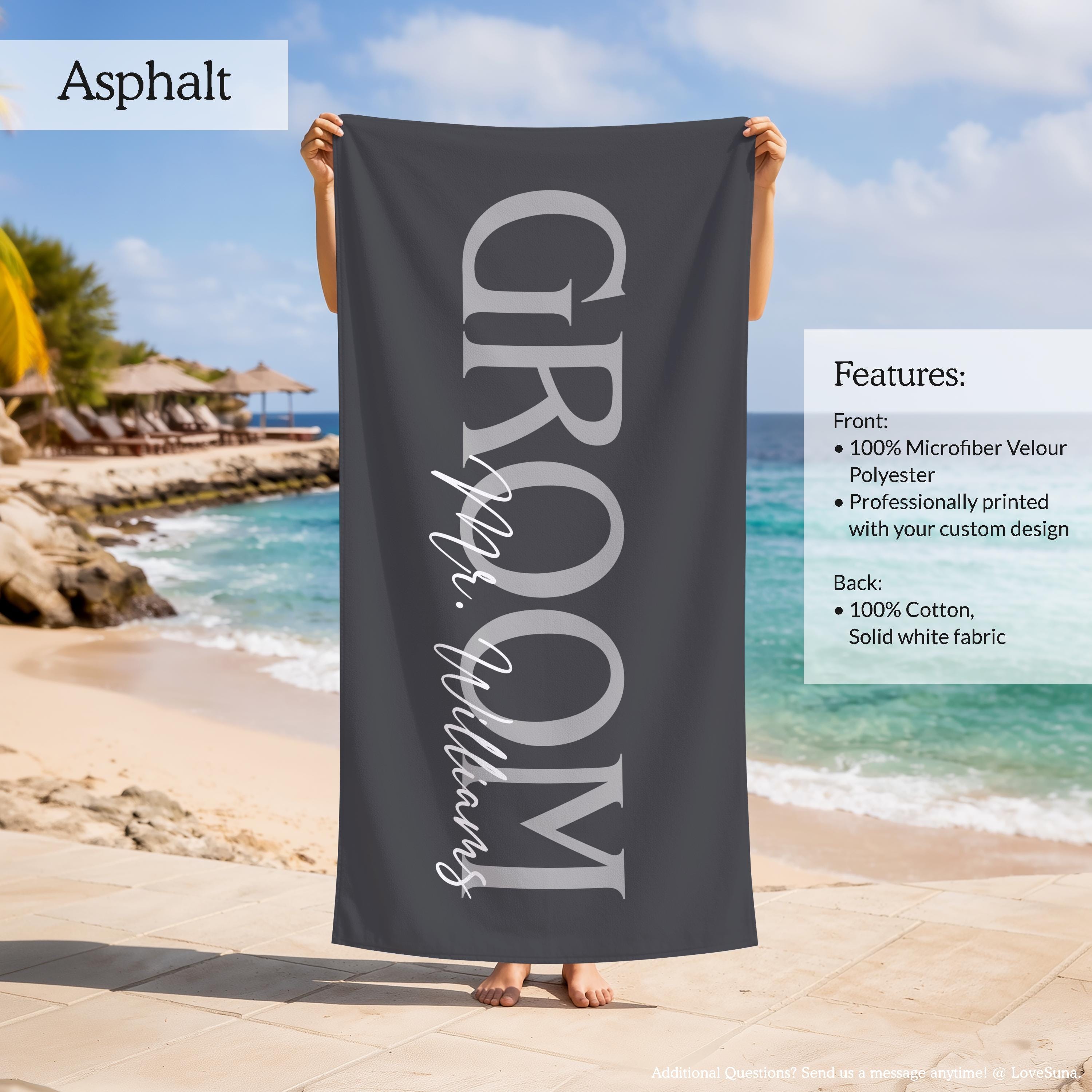 Personalized Bride Beach Towel, Custom Bridesmaid Towel, Bridal Shower Gift, Bachelorette Party Favors, Honeymoon Bride Groom Towel