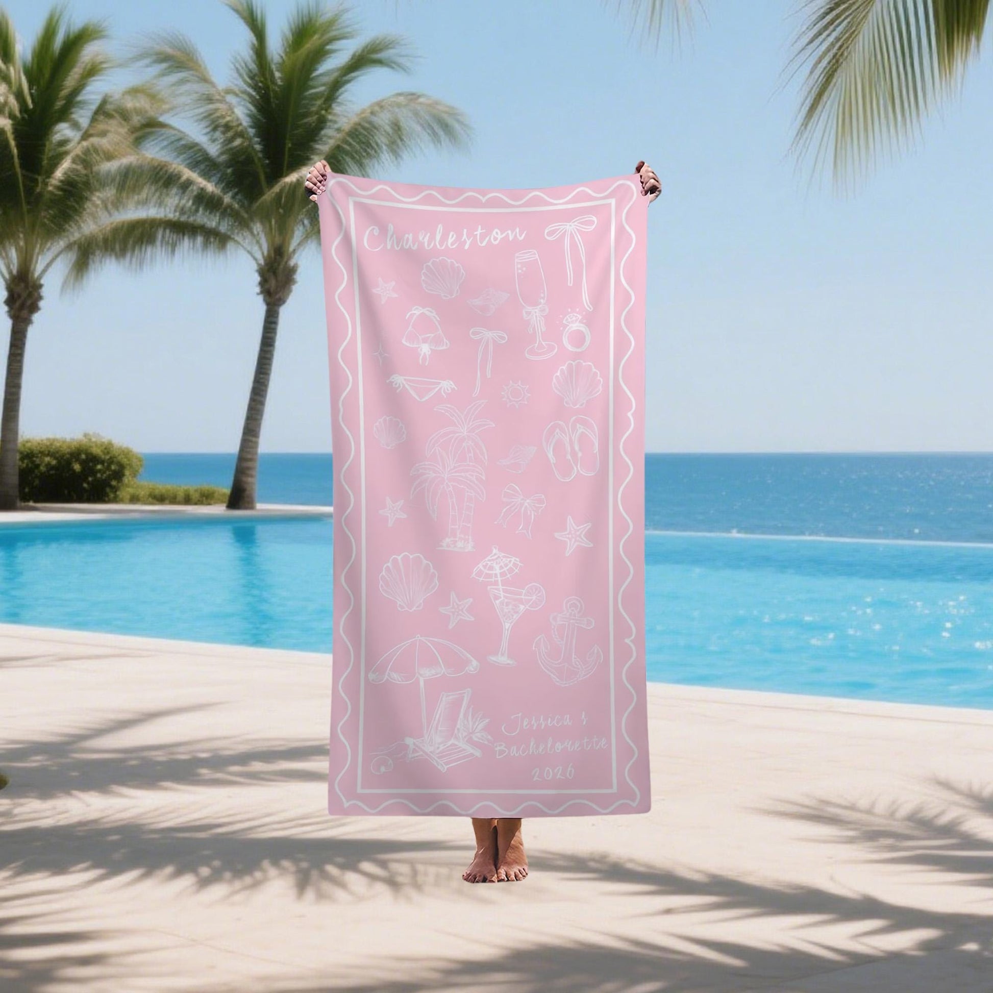 Custom Bridesmaid Beach Towel,Personalized Bachelorette Towel,Bride Tribe Pool Towel,Beach Weekend Gift for Bridesmaid,Bridal Shower Favor.