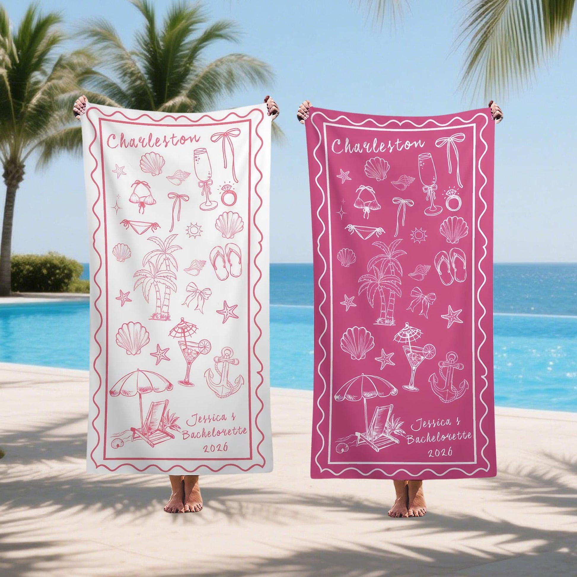 Custom Bridesmaid Beach Towel,Personalized Bachelorette Towel,Bride Tribe Pool Towel,Beach Weekend Gift for Bridesmaid,Bridal Shower Favor.