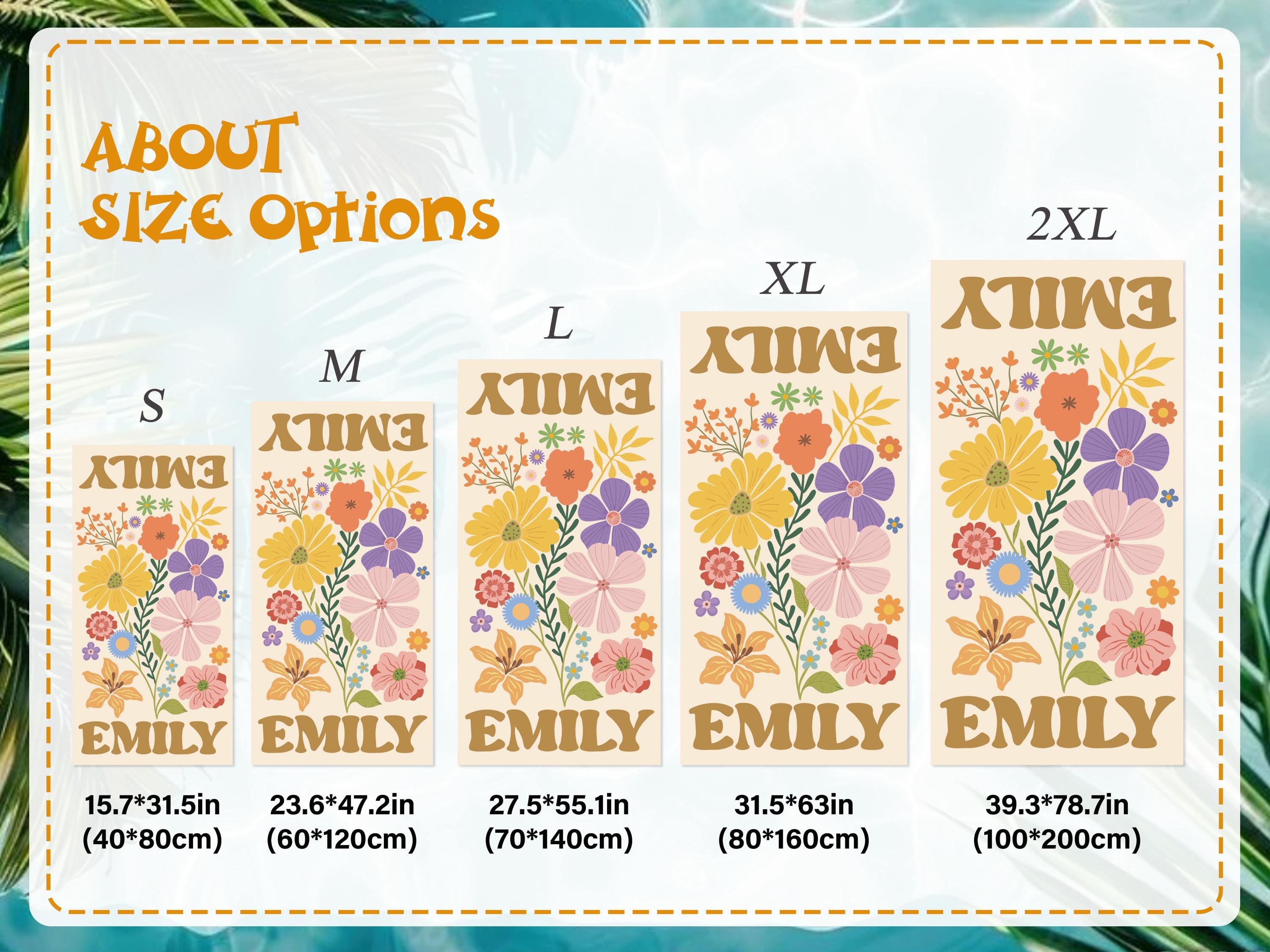 Personalized Retro Floral Beach Towels, Custom Name Pool Trips Towel, Bachelorette Party Favors, Girls Trip Summer Towel