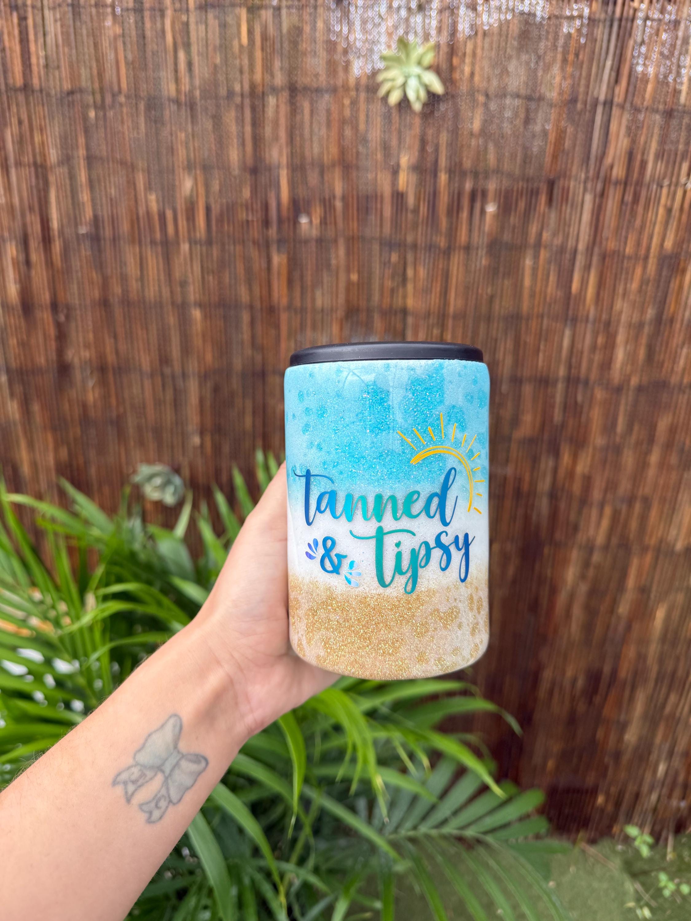 Custom Glitter Slim Can Cooler and Standard Can Chiller | Stainless Steel Beverage Insulator | Beach/Pool Drink Holder | Summer Gift